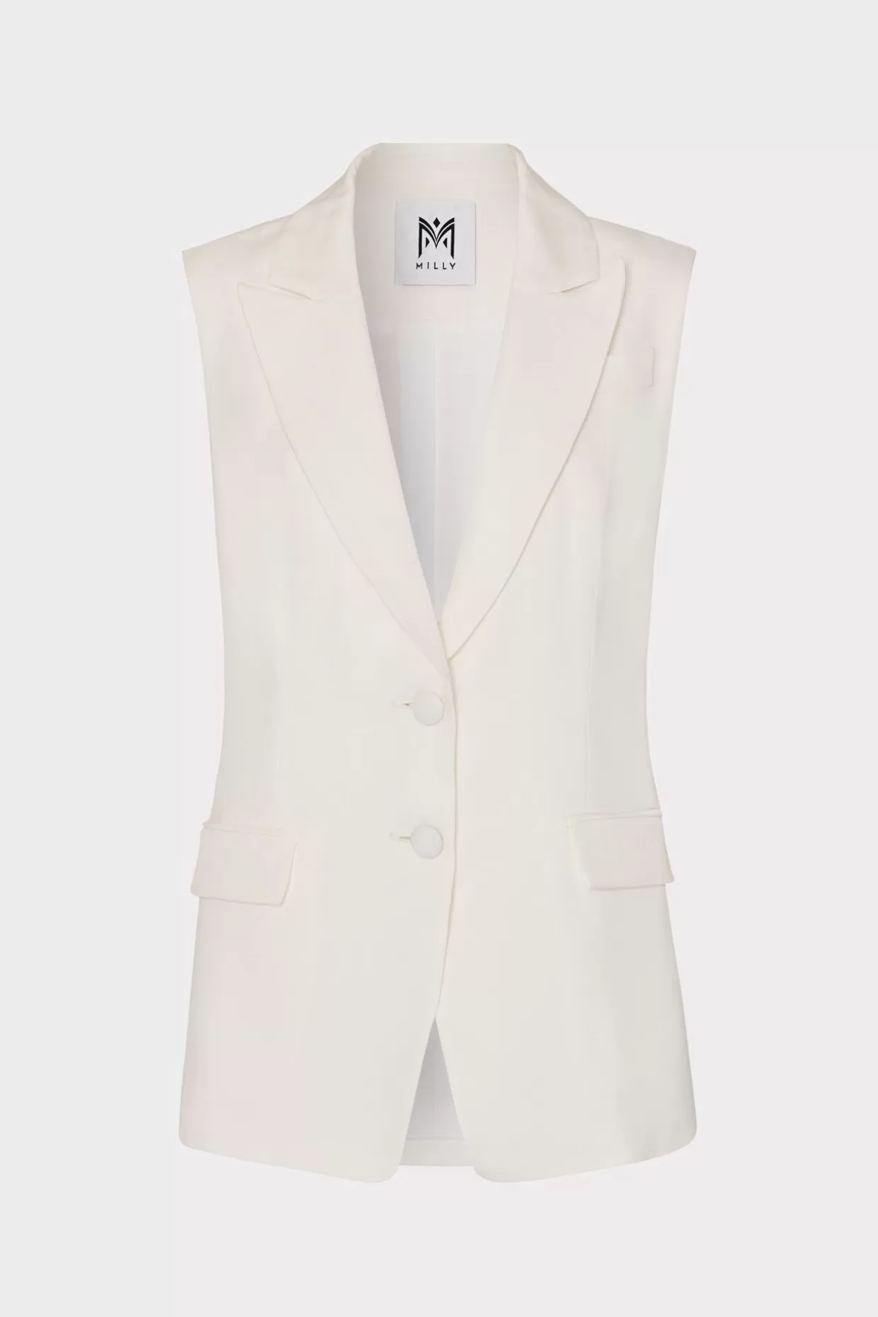 Matching Sets-MILLY Alba Sleeveless Blazer White