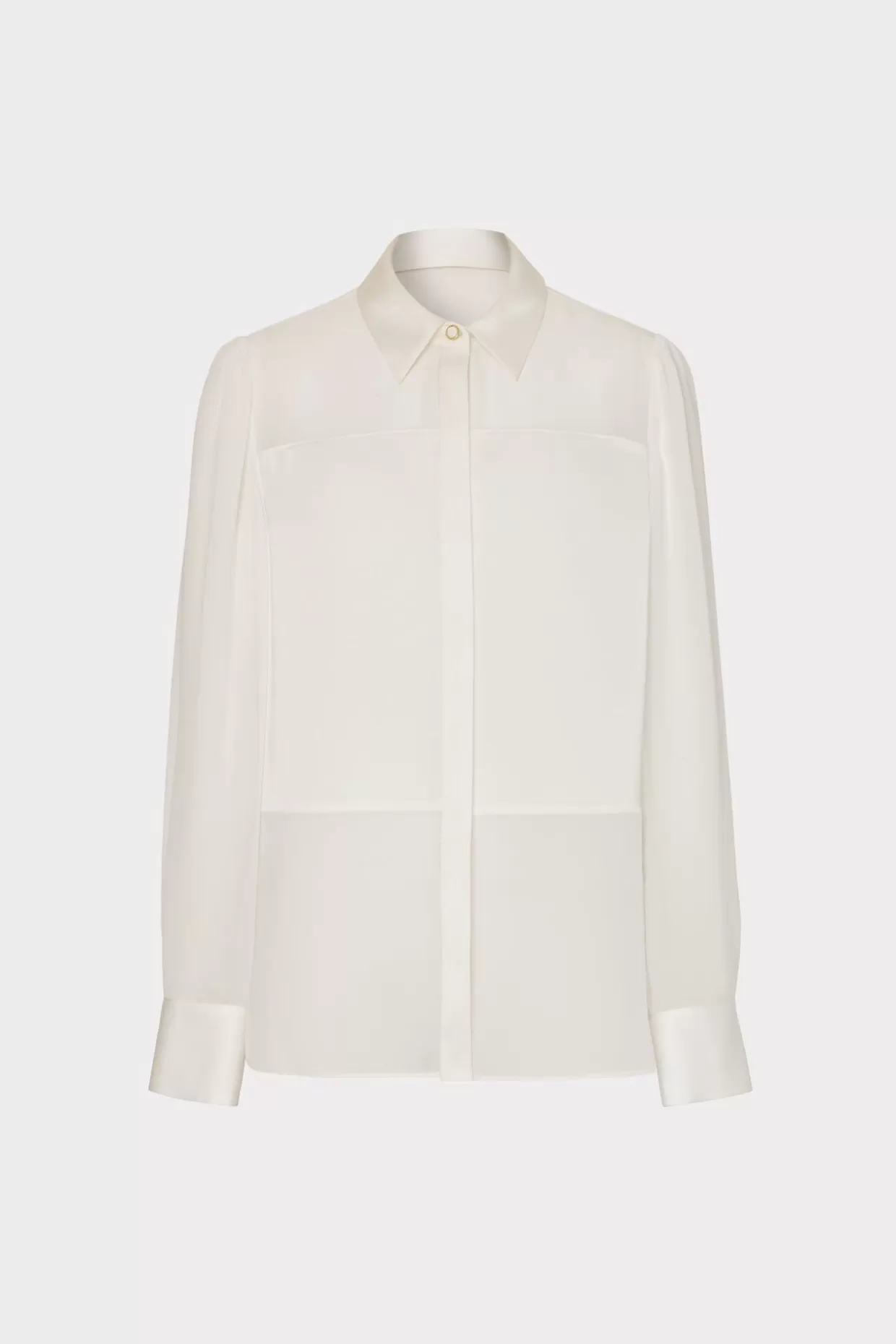 Jumpsuits & Rompers-MILLY Andy Satin Combo Button Up Blouse White