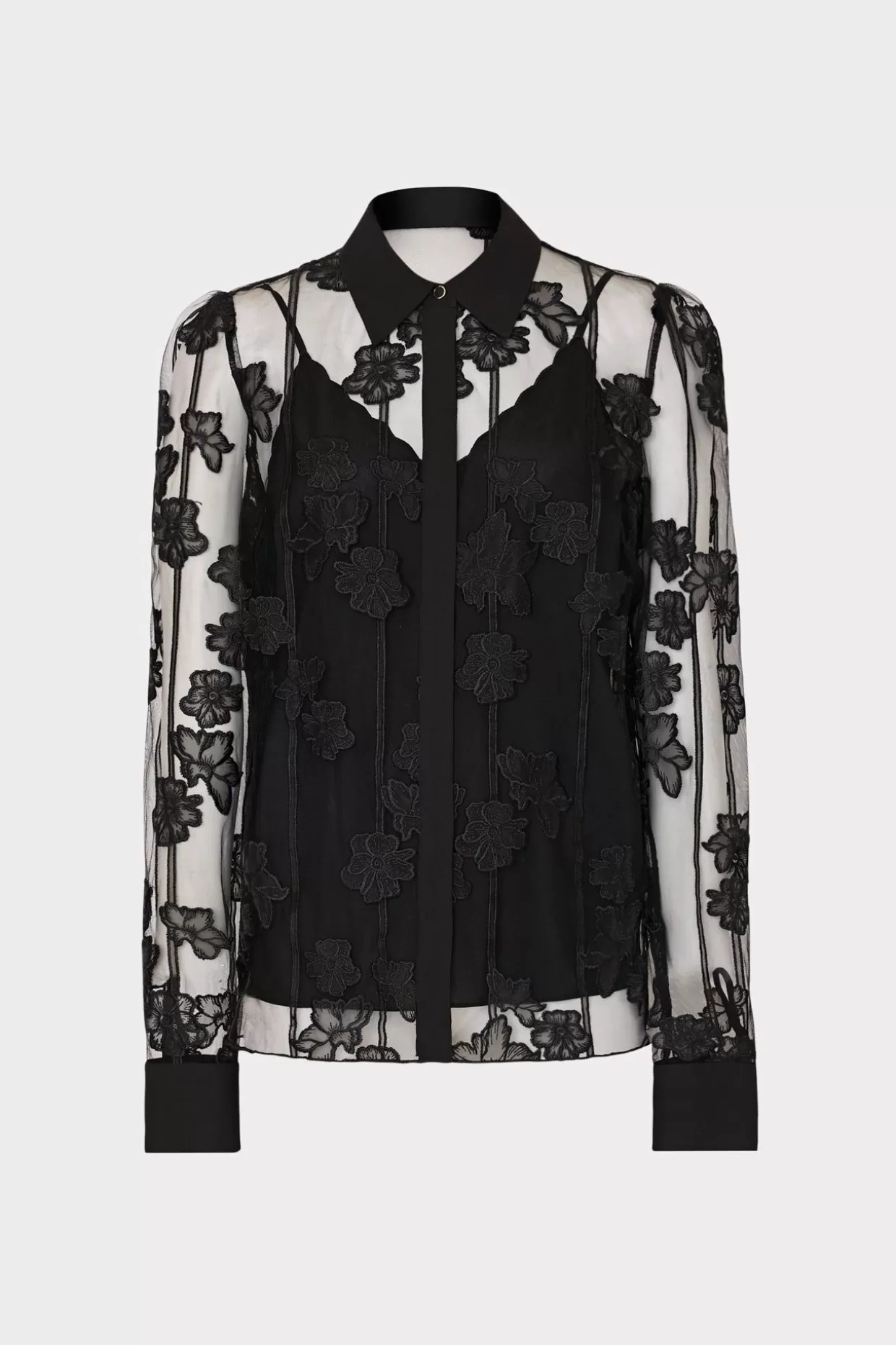 Jumpsuits & Rompers-MILLY Ashton 3D Butterfly Embroidery Blouse Black