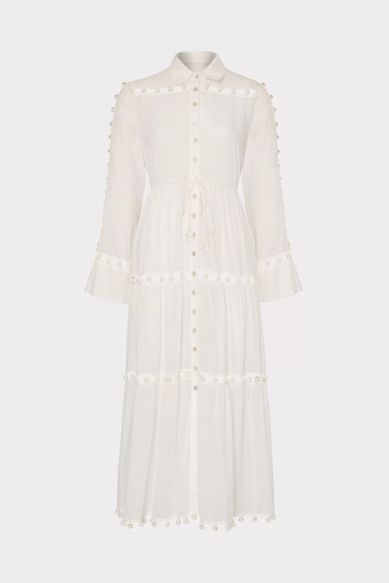 Cover-Ups-MILLY Beaded Cotton Voile Cover-Up Dress White