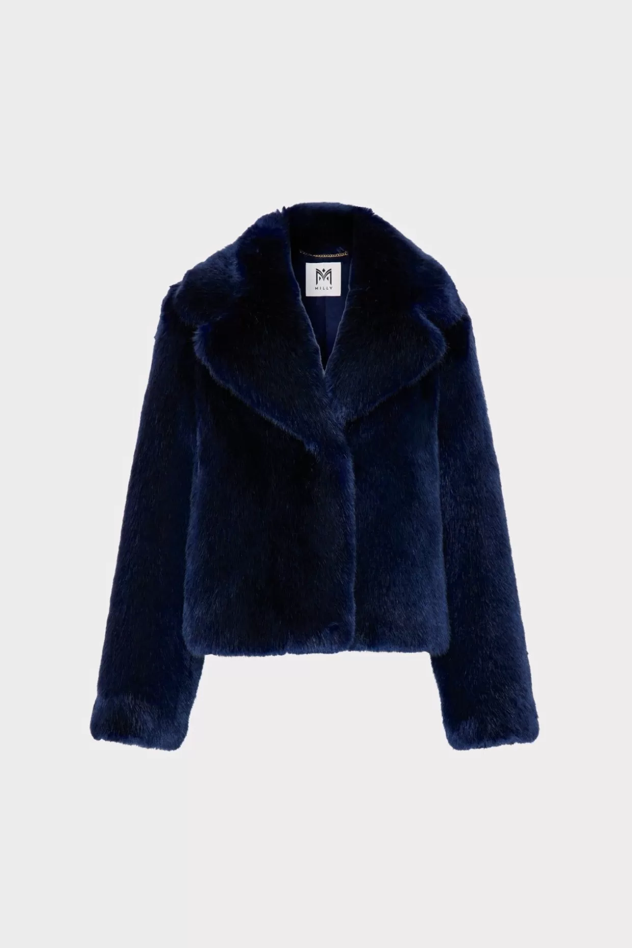 Coats & Jackets-MILLY Faye Faux Fur Coat Navy