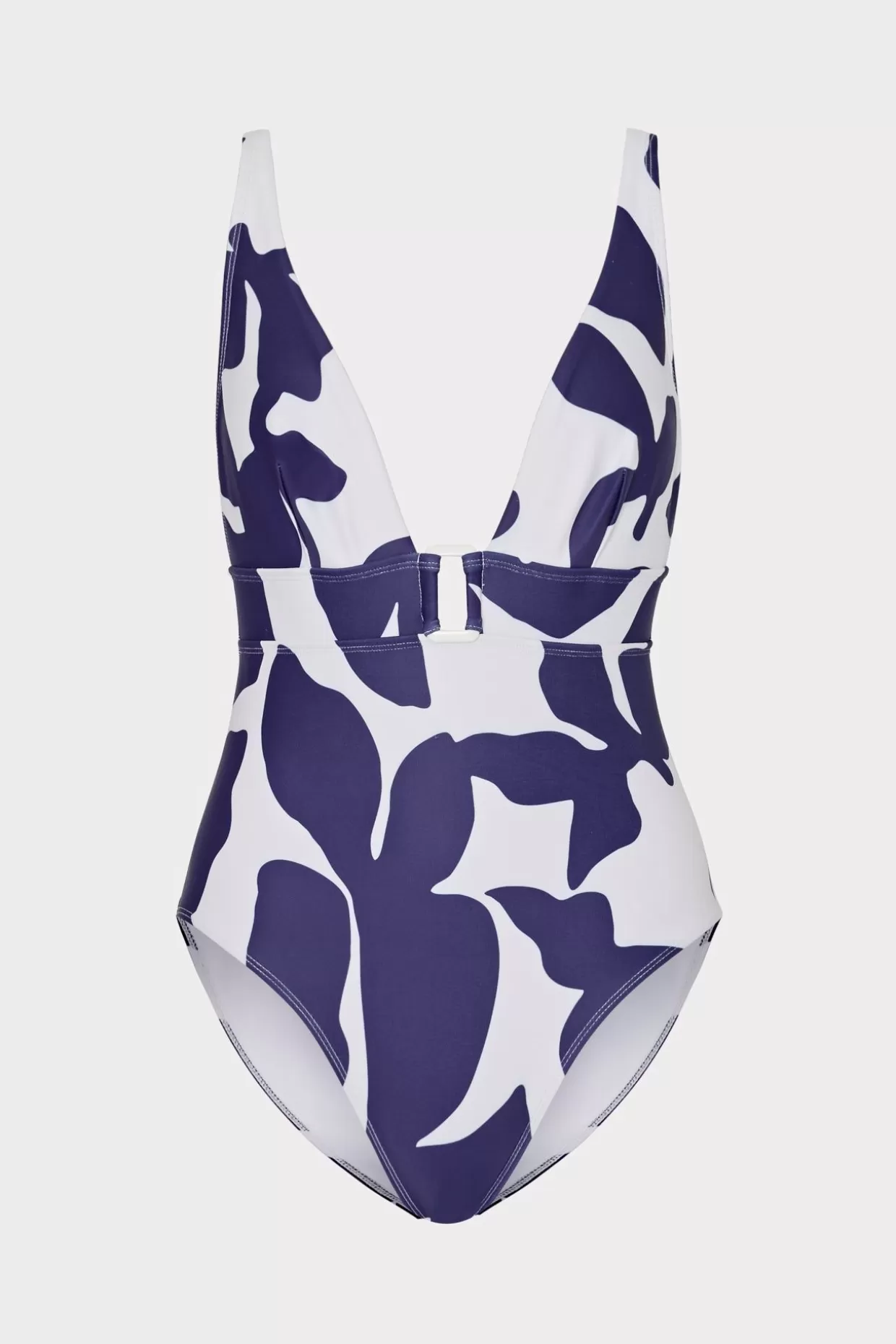 One Piece Swimsuits-MILLY Grand Foliage One Piece Navy/White