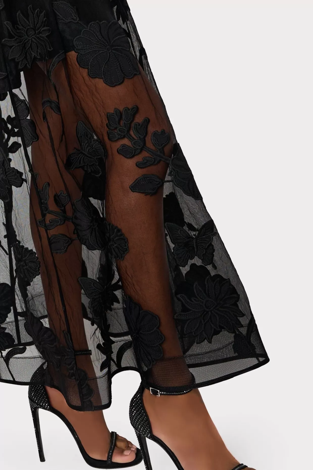 Little Black Dresses-MILLY Hannah 3D Butterfly Embroidery Dress Black