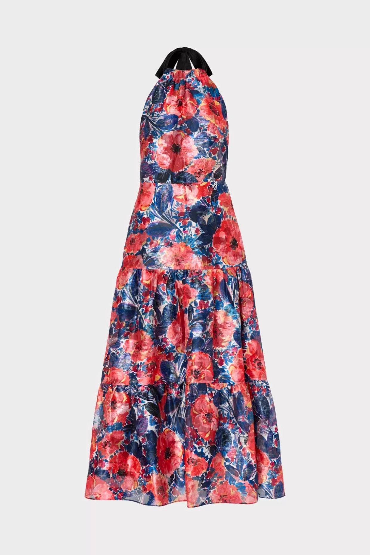 Guest Of Dresses-MILLY Hayden Watercolor Poppy Jacquard Dress Red Multi