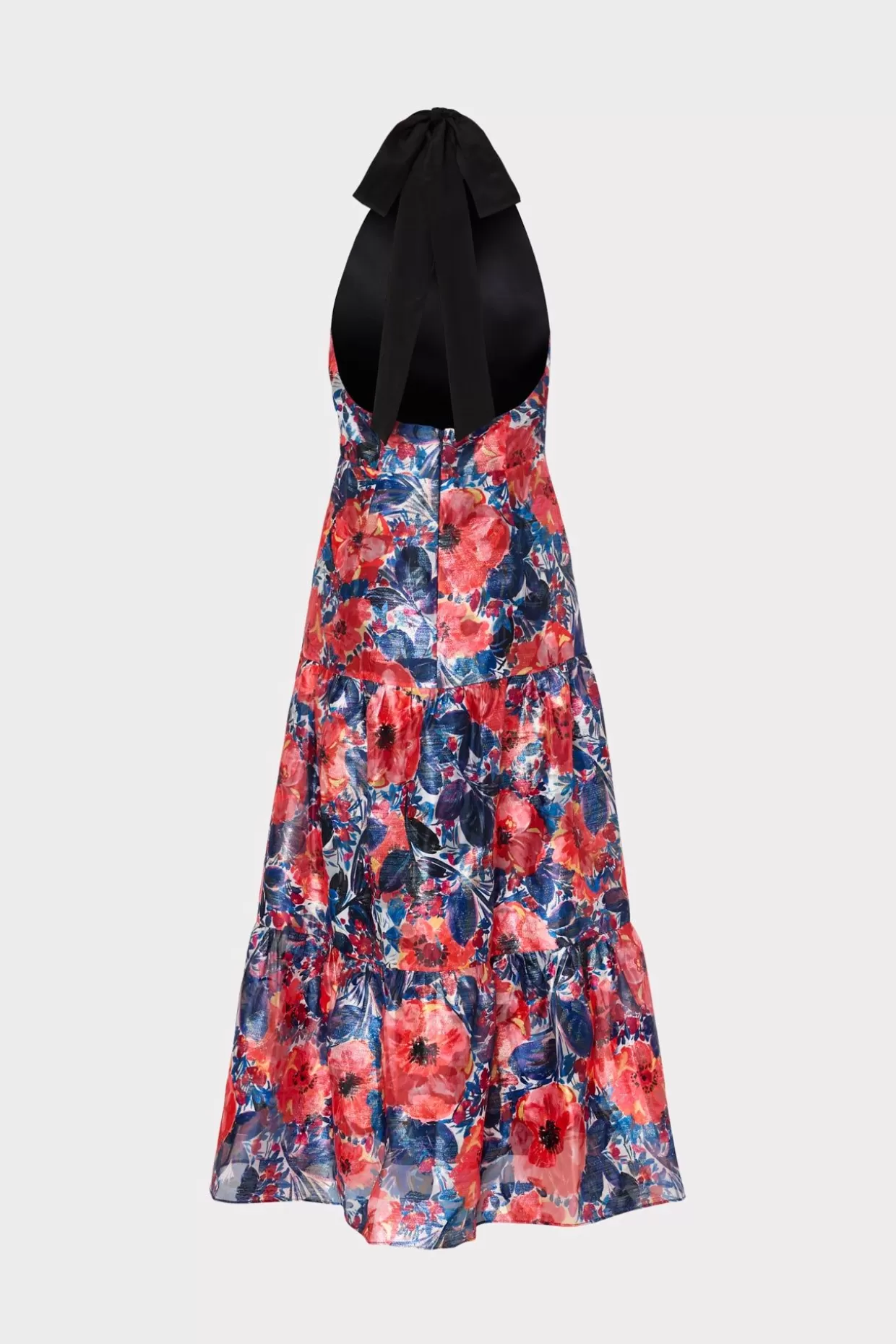 Guest Of Dresses-MILLY Hayden Watercolor Poppy Jacquard Dress Red Multi