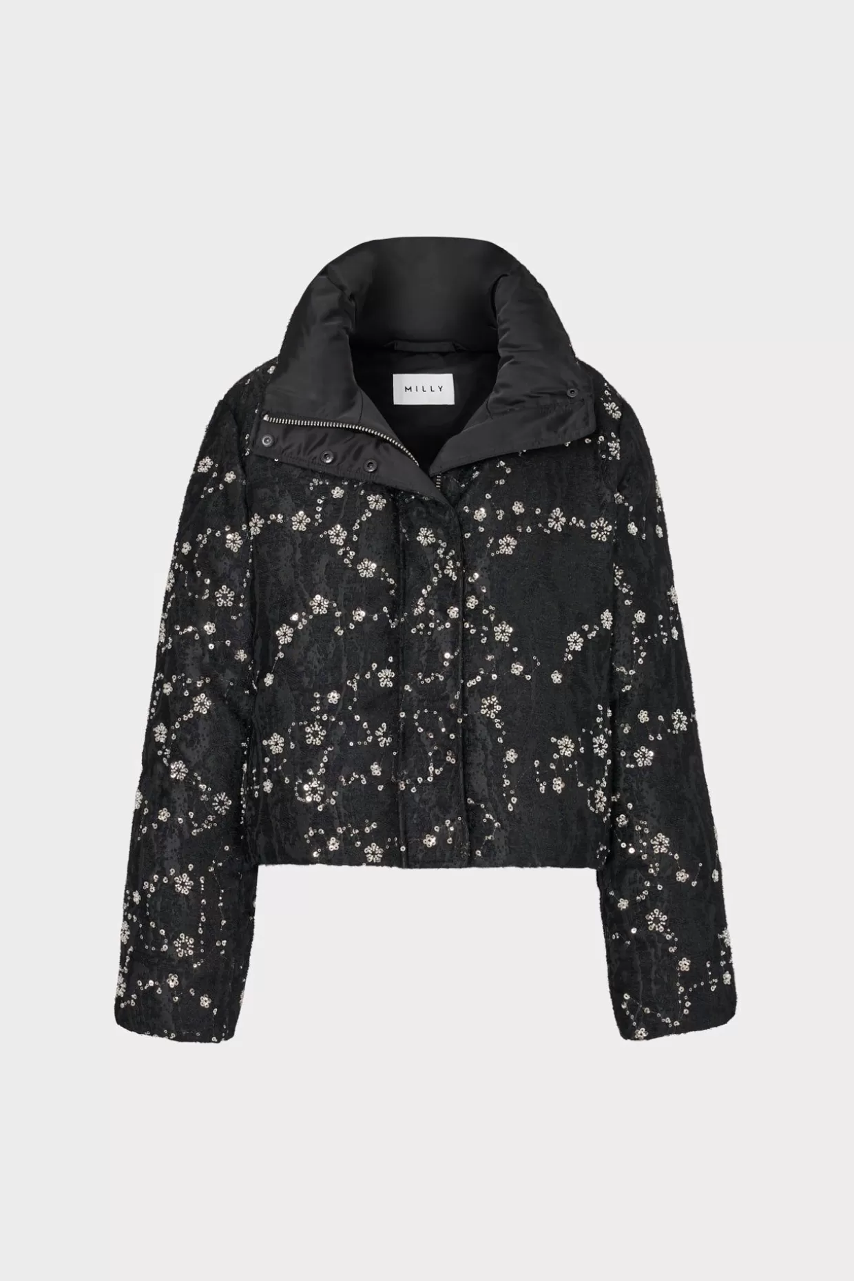 Coats & Jackets-MILLY Hayes Cropped Beaded Puffer Black