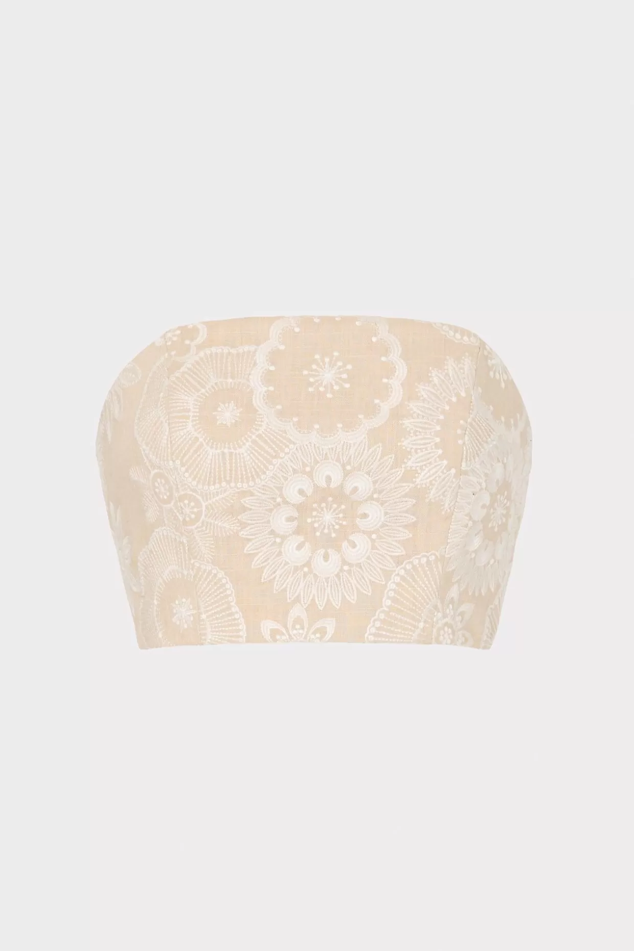 Matching Sets-MILLY Linen Embroidered Crop Top Natural/Ecru
