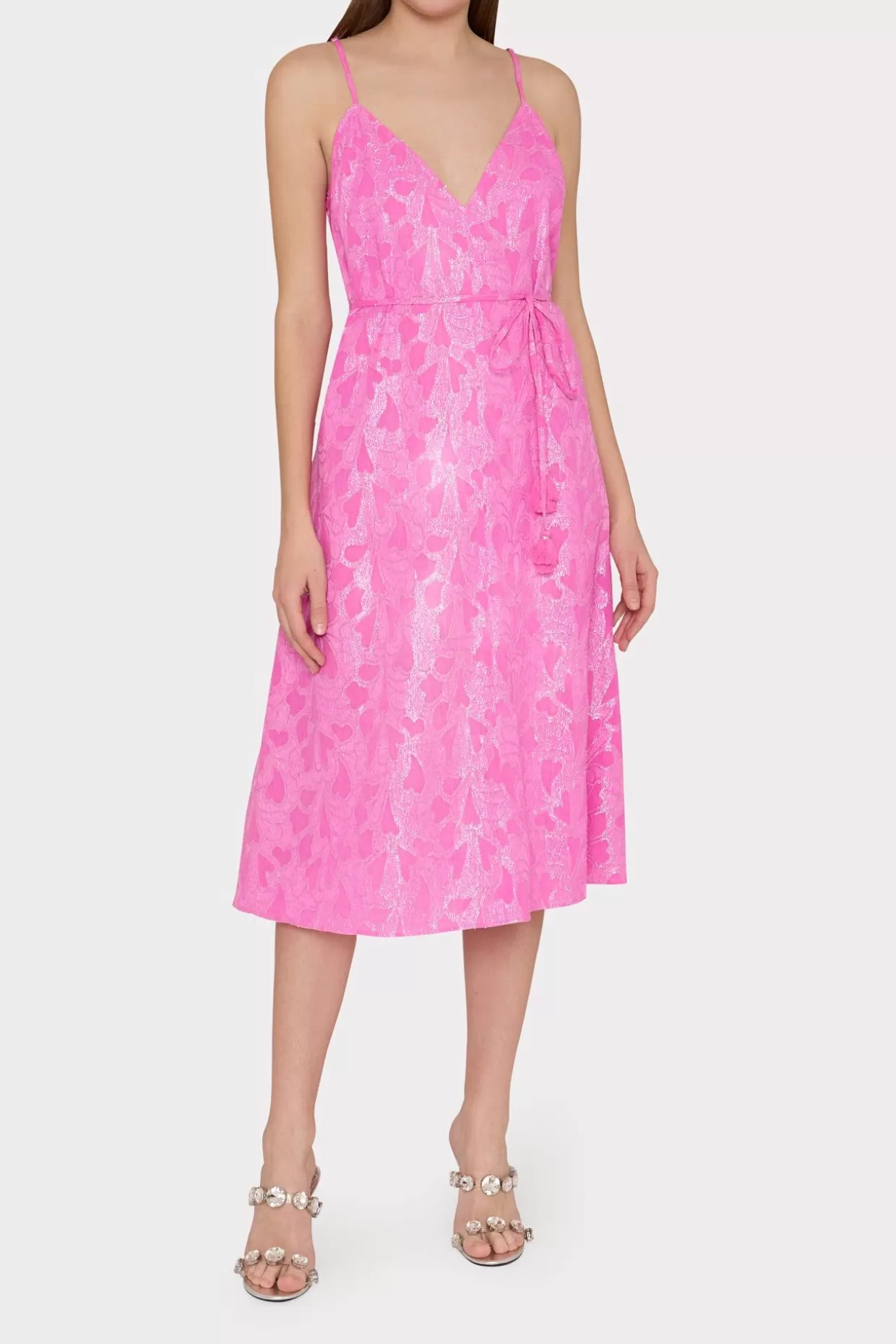 Cover-Ups-MILLY Lurex Jacquard Spaghetti Strap Cover-Up Pink