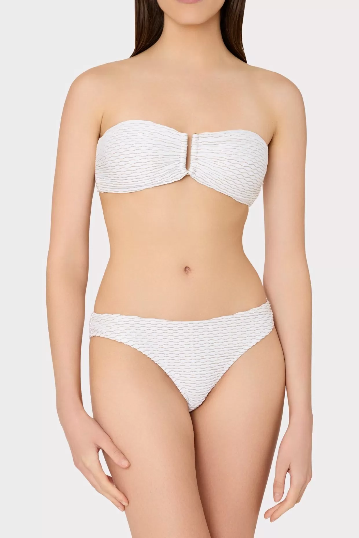 Bikinis-MILLY Margot Textured Waves Bikini Bottom White