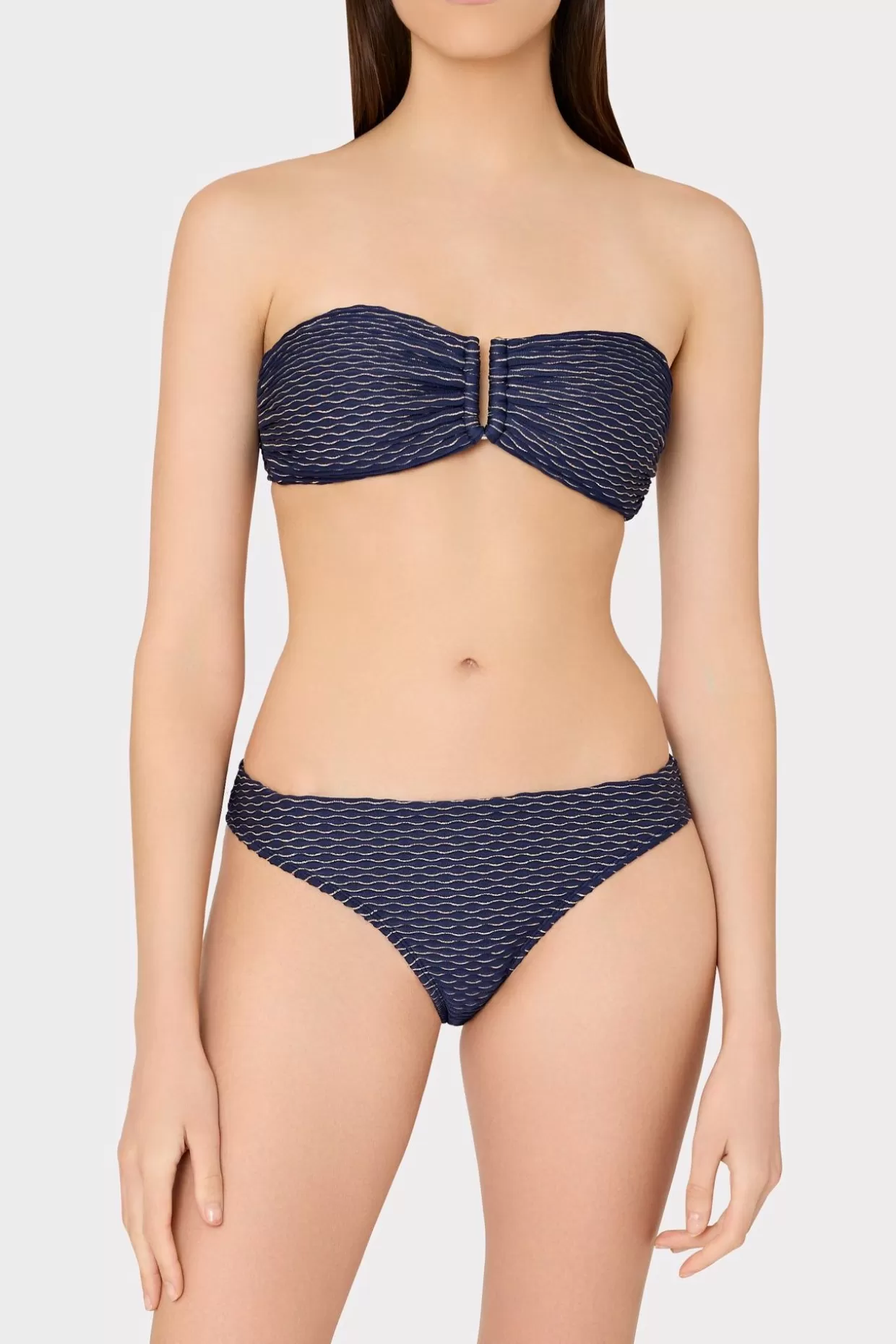 Bikinis-MILLY Margot Textured Waves Bikini Bottom Navy