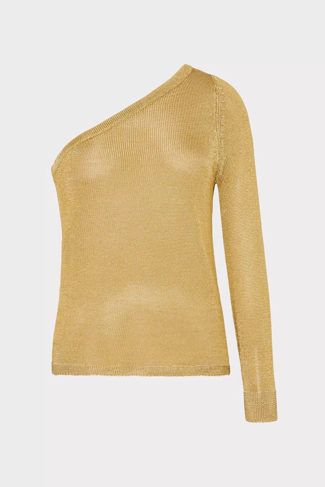 Sweaters & Knits-MILLY Metallic Knit One Shoulder Top Gold