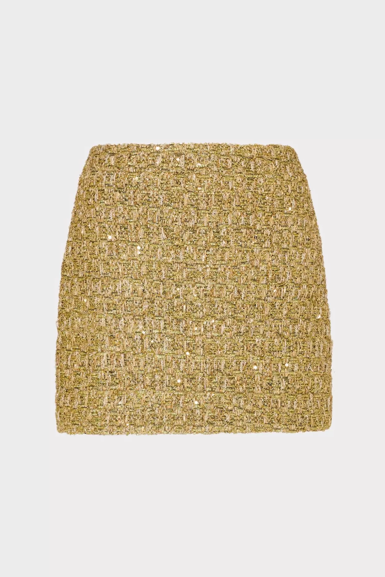 Skirts-MILLY Metallic Tweed Modern Mini Skirt Gold