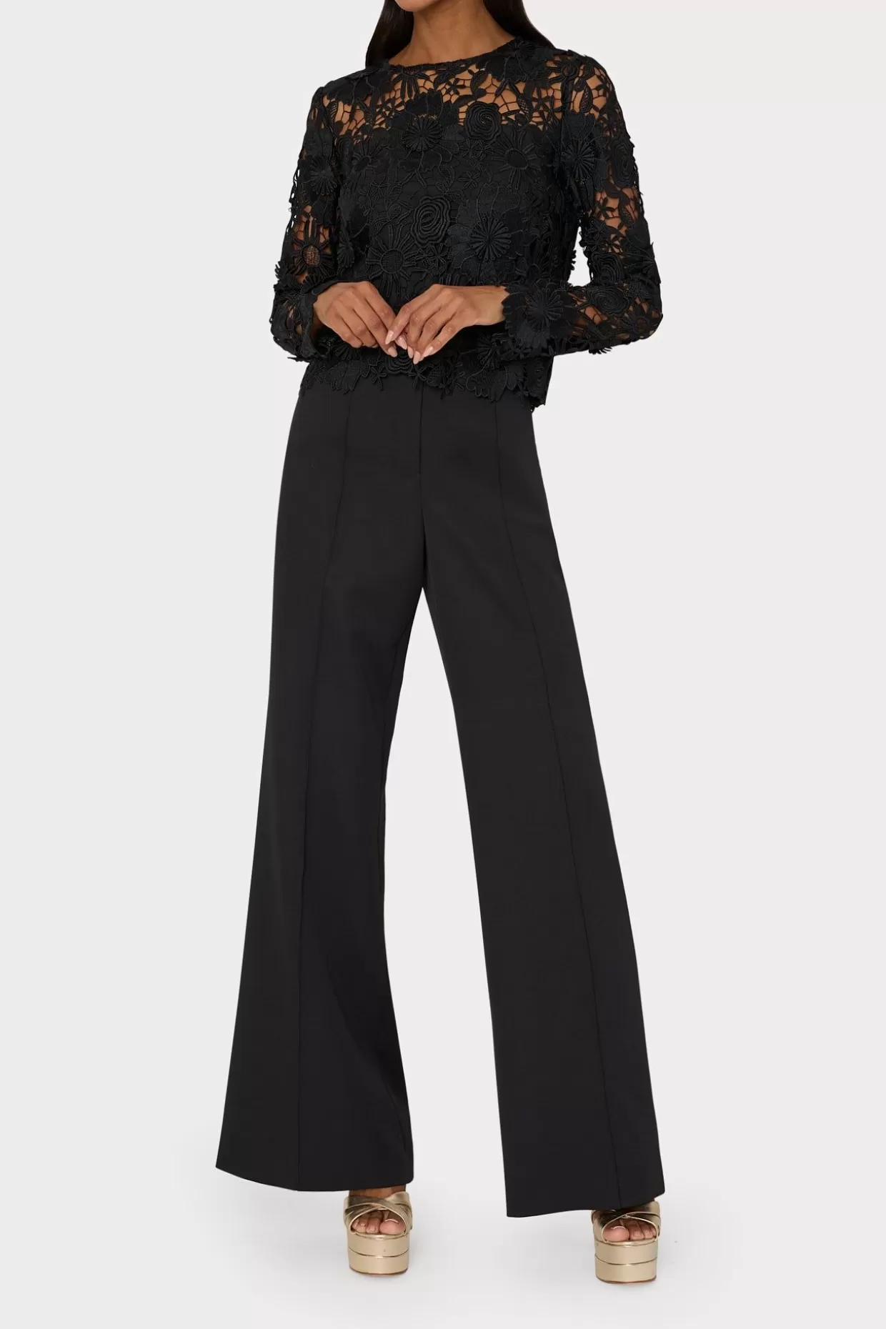 Tops-MILLY Nori 3D Lace Shirt Black