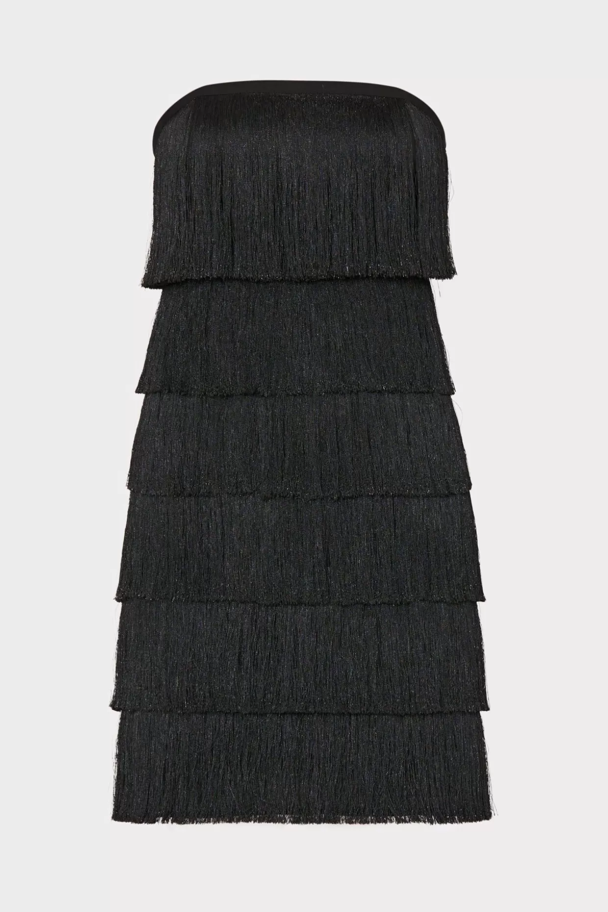 Little Black Dresses-MILLY Nuoir Metallic Fringe Dress Black Metallic