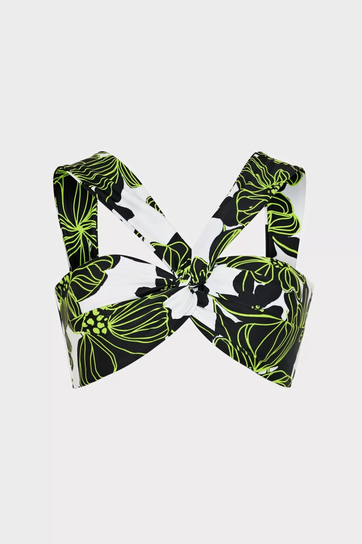 Bikinis-MILLY Olivia Sea Of Petals Draped Bandeau Top Chartreuse/Black