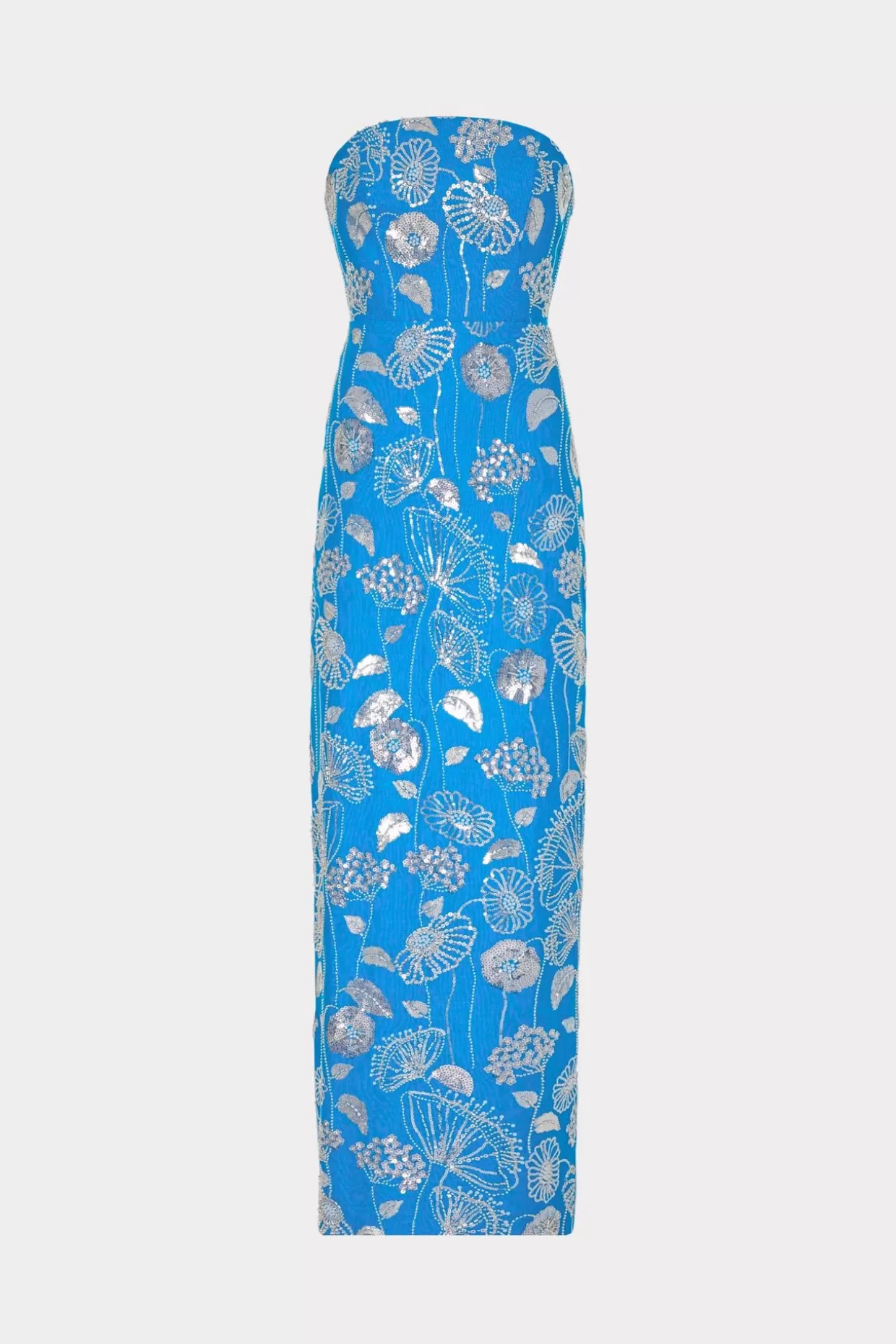 Maxi Dresses-MILLY Orion Sequin Embellished Linen Dress Blue/White