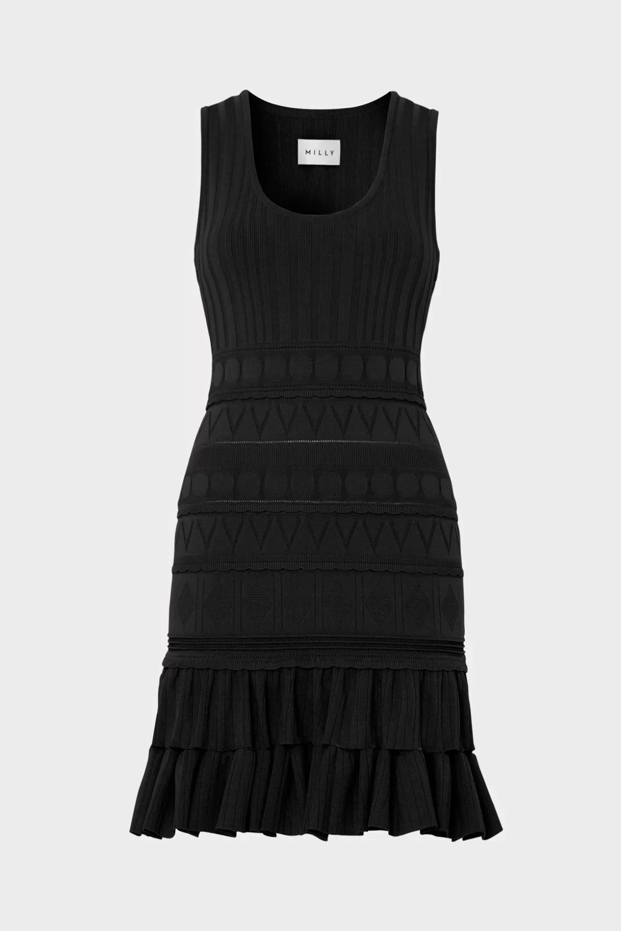 Sundresses-MILLY Pepper Knit Ruffle Mini Dress Black