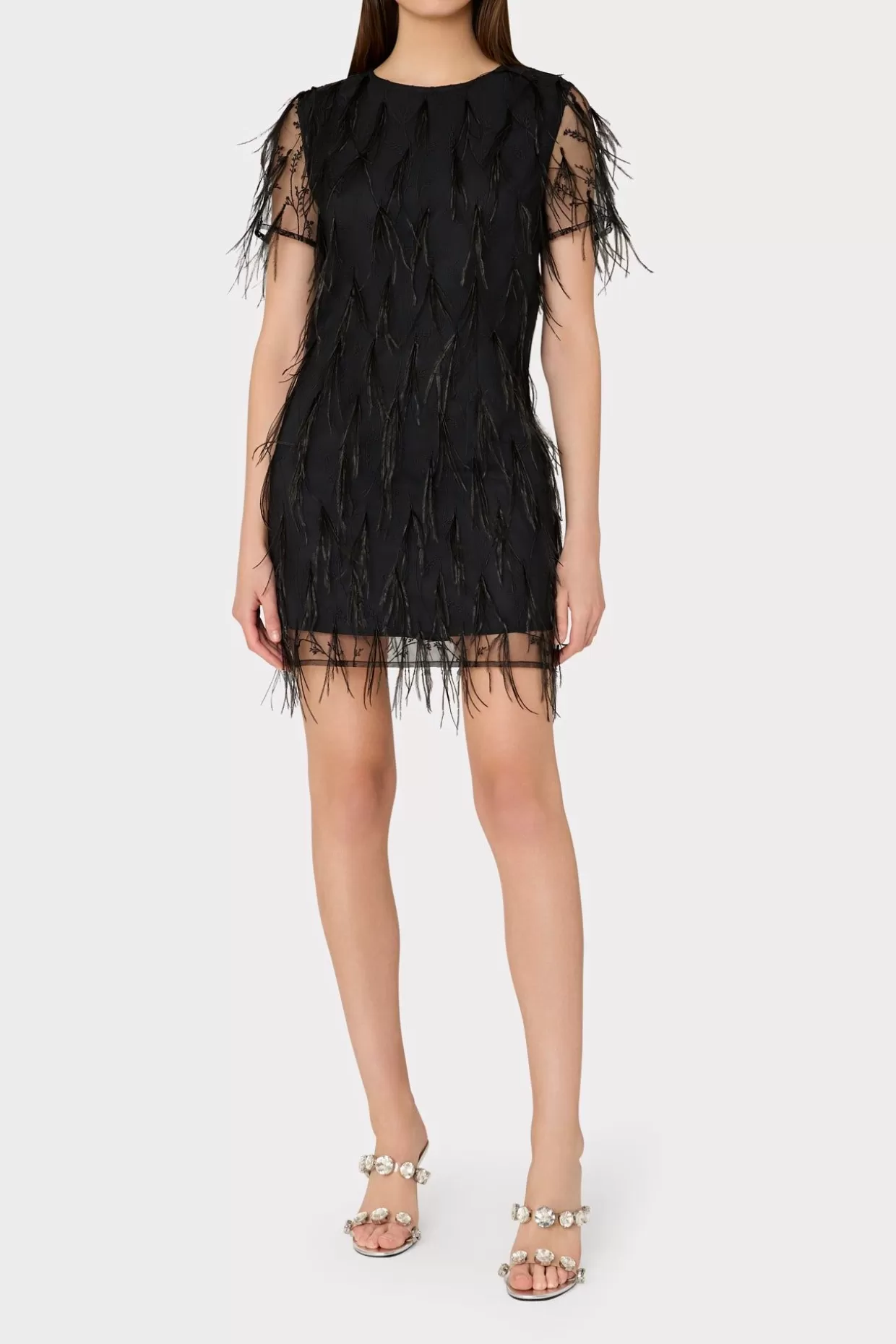 Little Black Dresses-MILLY Rana Feather Dress Black