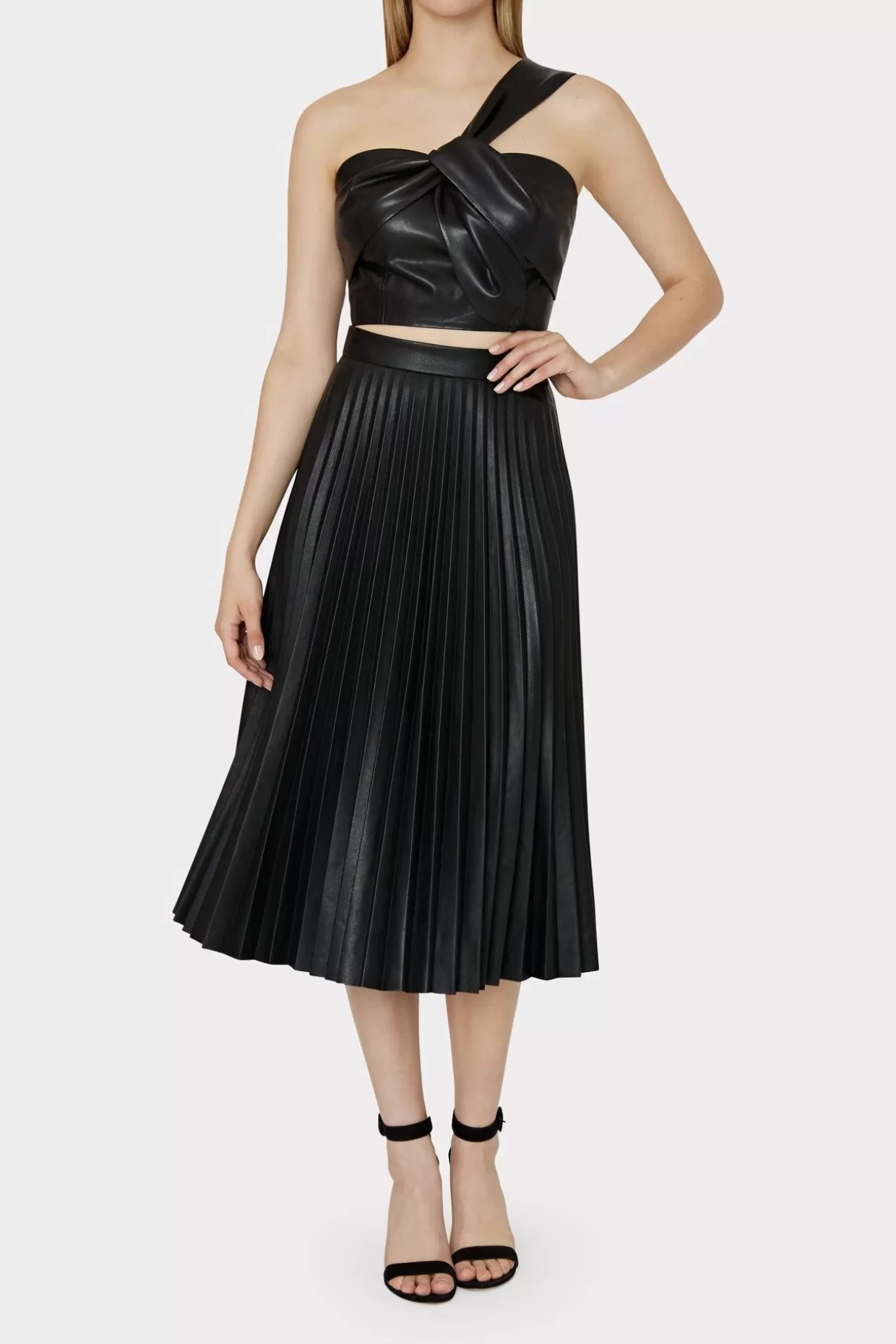 Skirts-MILLY Rayla Vegan Leather Pleated Skirt Black