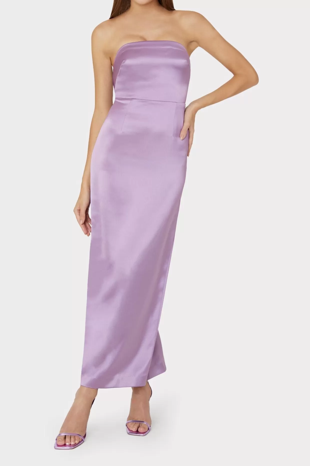 Maxi Dresses-MILLY Riva Hammered Satin Gown Purple