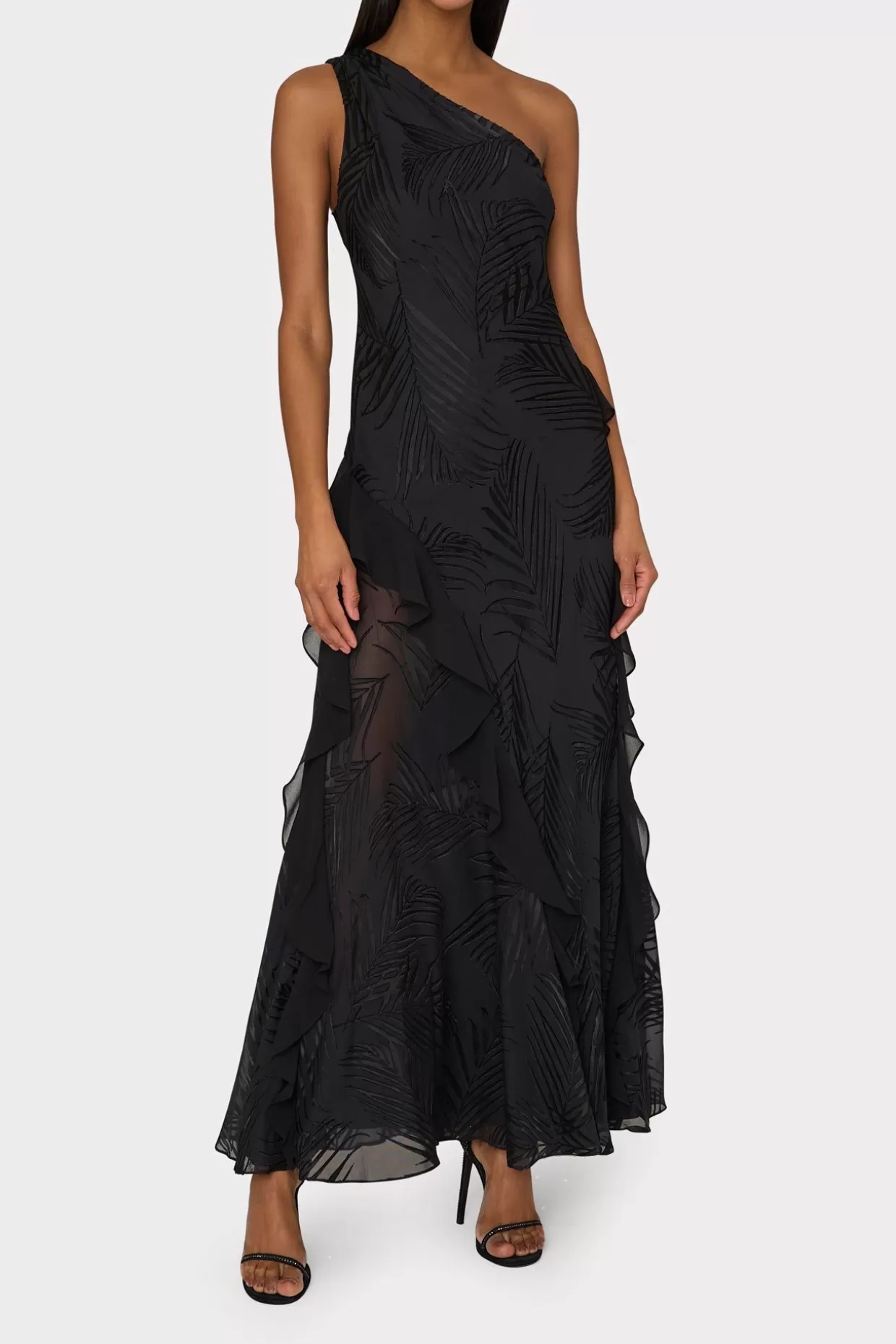 Guest Of Dresses-MILLY Ryanna Chiffon Devore Dress Black