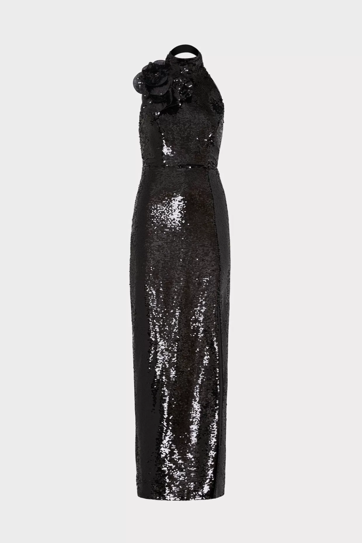 Maxi Dresses-MILLY Sabine 3D Sequins Rosette Dress Black