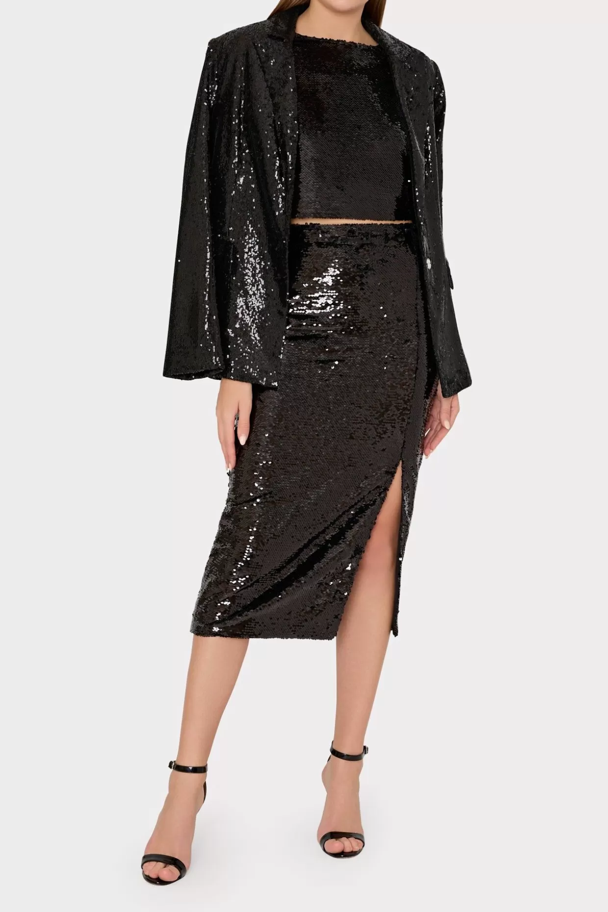Skirts-MILLY Santanna 3D Sequins Skirt Black