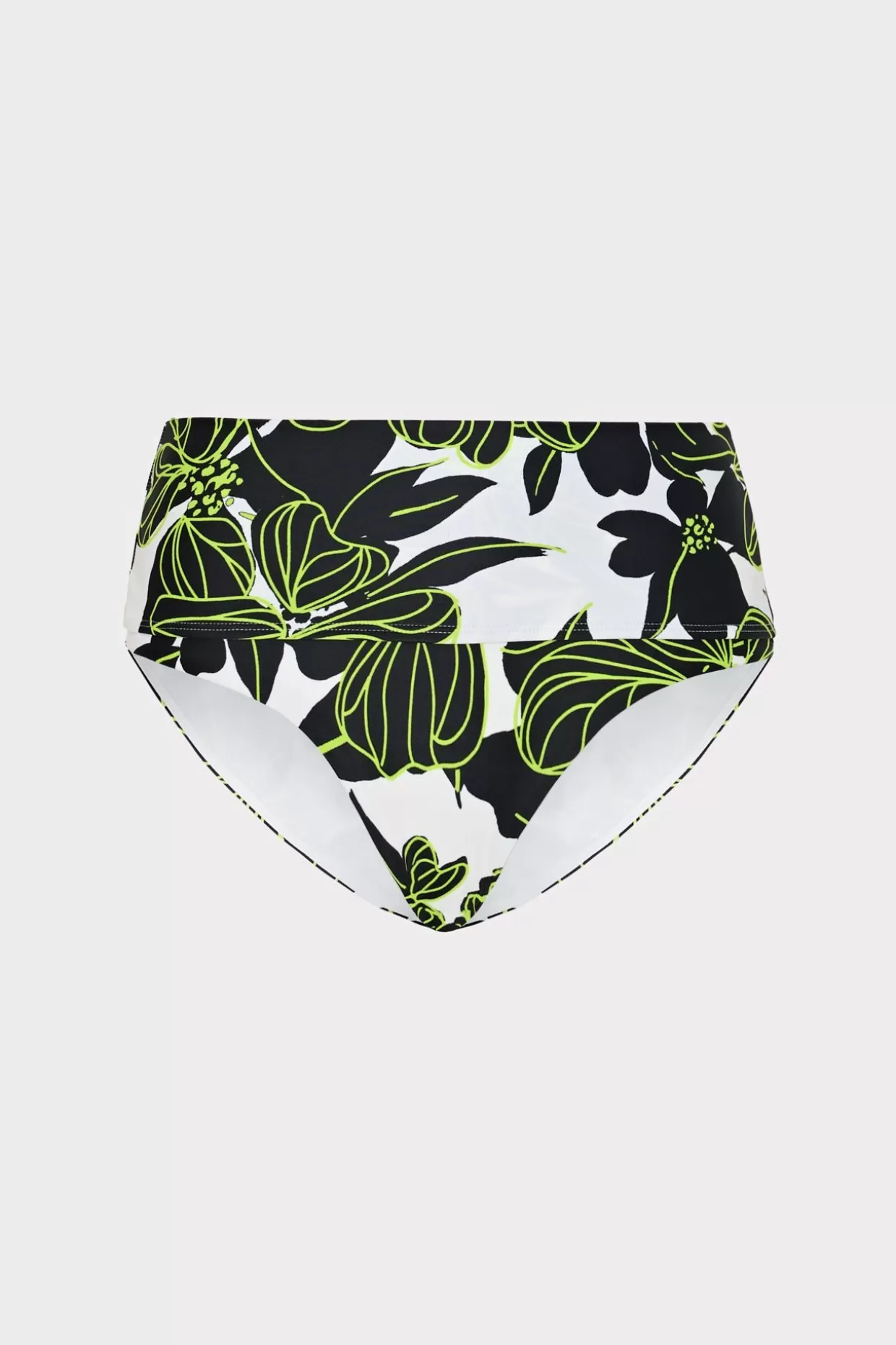 Bikinis-MILLY Sea Of Petals High Waisted Bikini Bottom Chartreuse/Black