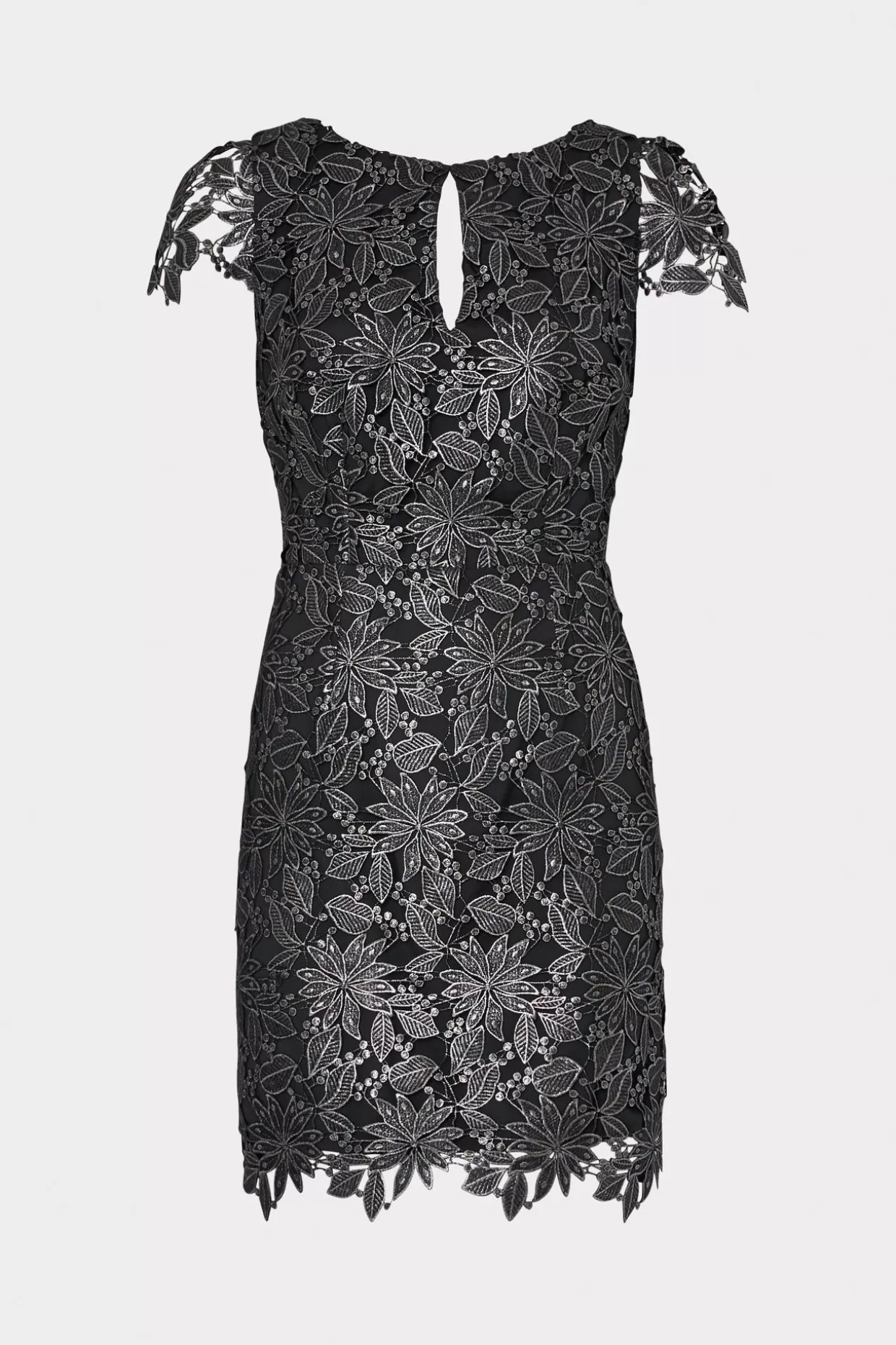 Little Black Dresses-MILLY Shayna Foiled Lace Dress Black