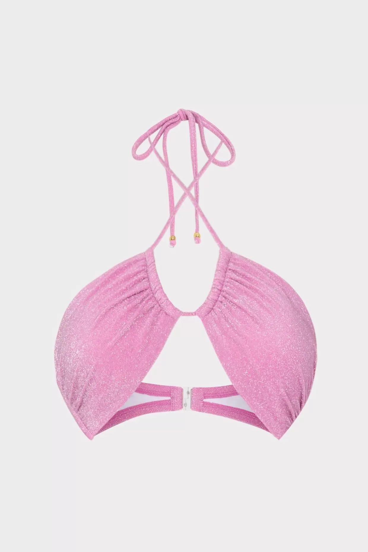 Bikinis-MILLY Shimmer Halter Bikini Top Pink