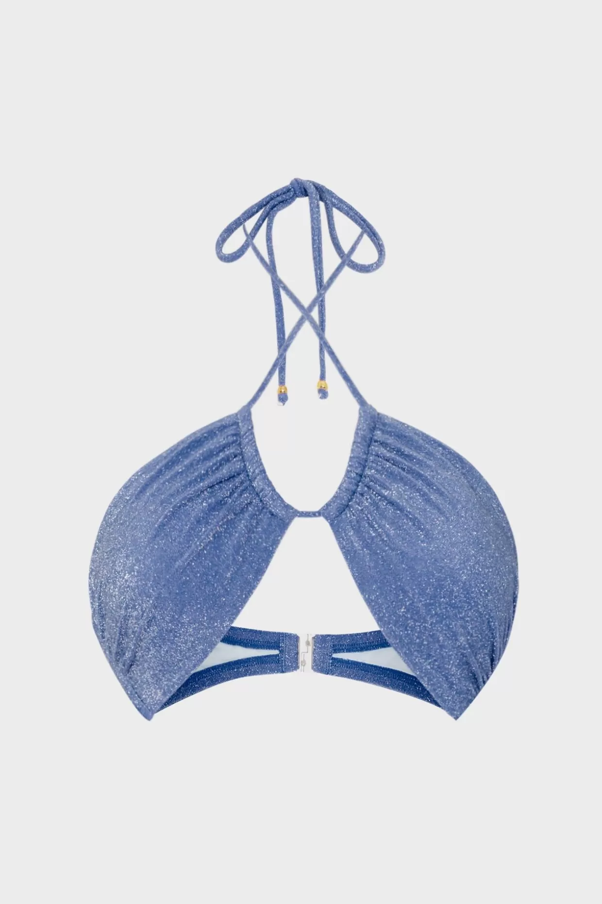 Bikinis-MILLY Shimmer Halter Bikini Top Blue