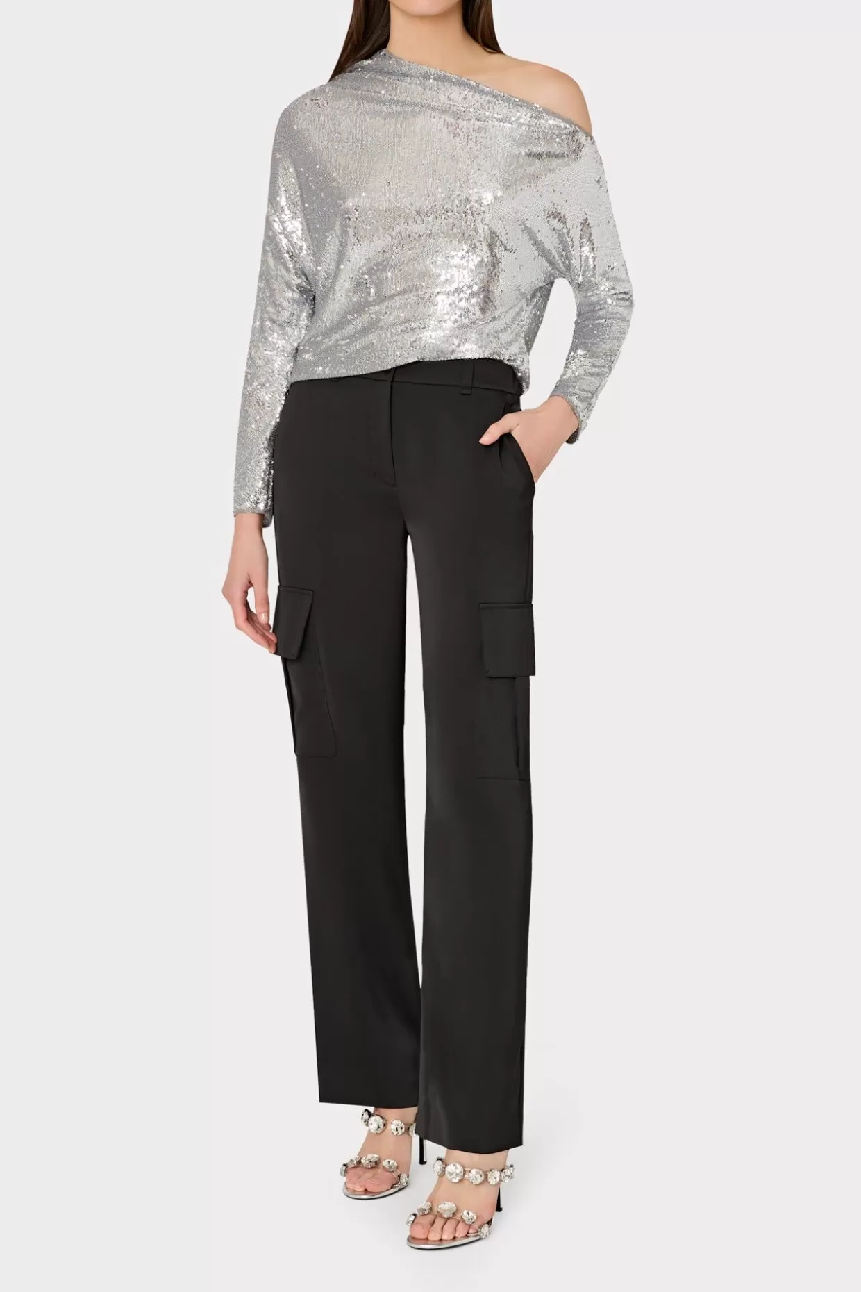 Pants-MILLY Skye Satin Cargo Pants Black