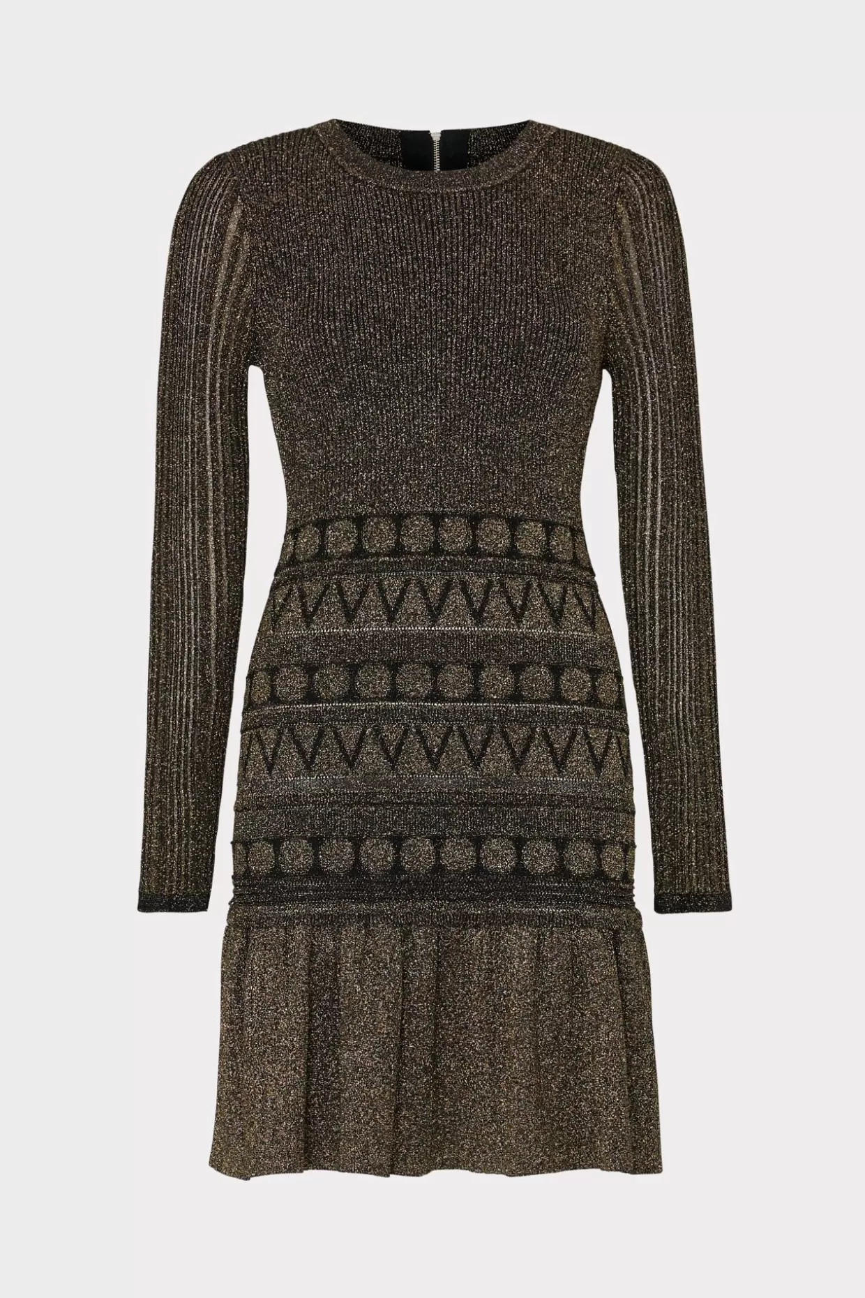 Sweaters & Knits-MILLY Solene Metallic Ruffle Mini Dress Gold