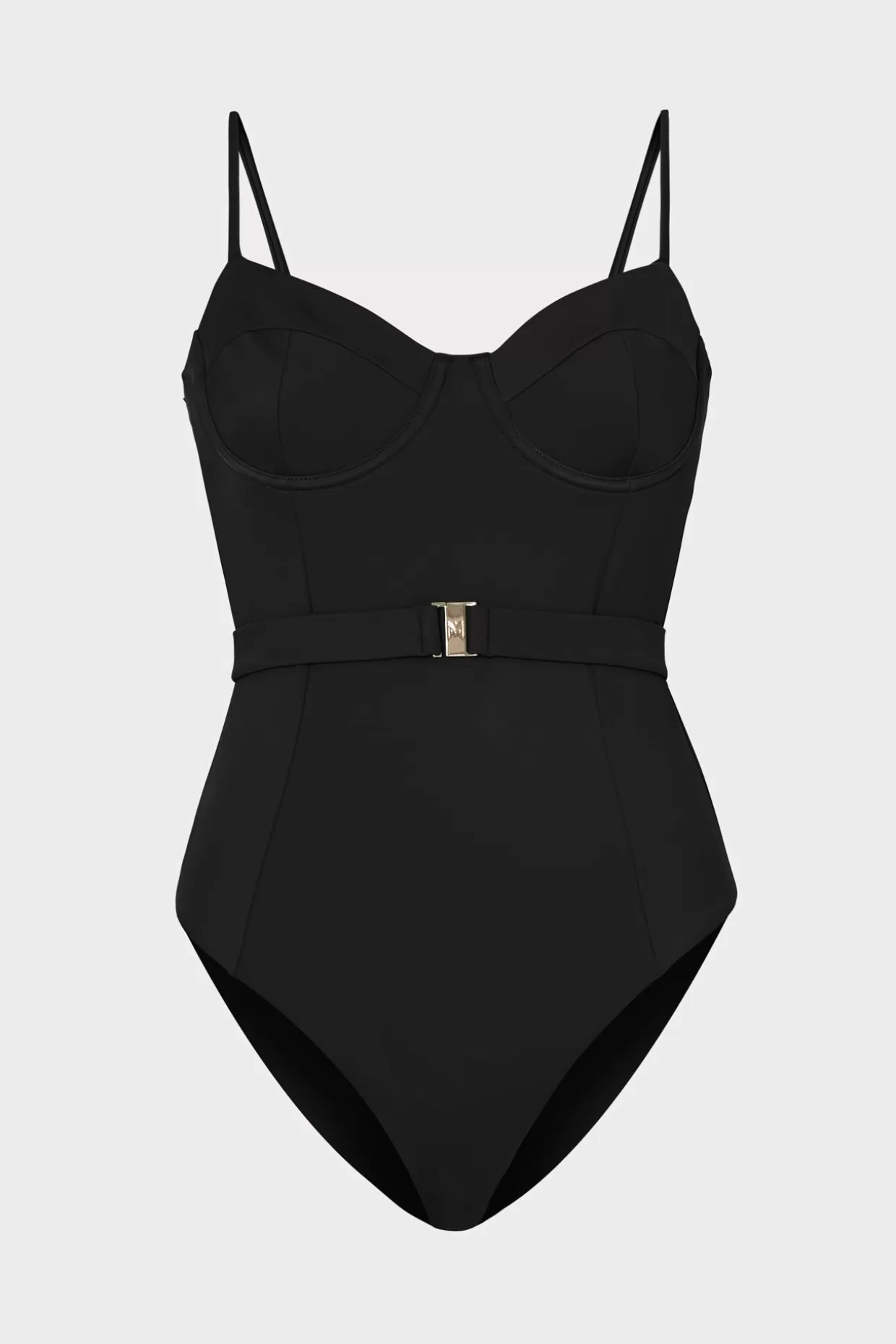 One Piece Swimsuits-MILLY Solid Belted One Piece Black