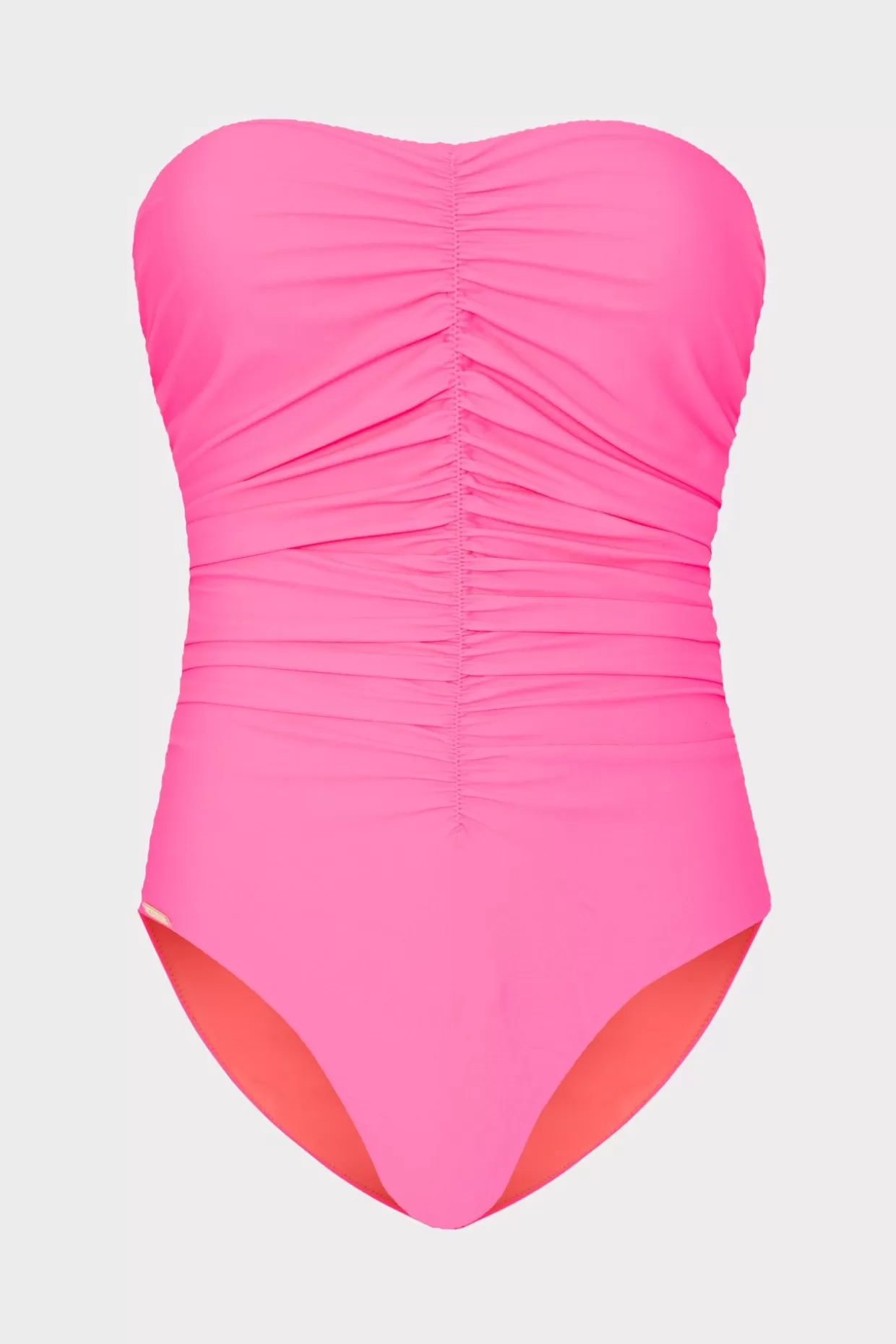 One Piece Swimsuits-MILLY Solid Carvico Vita Ruched One Piece Pink