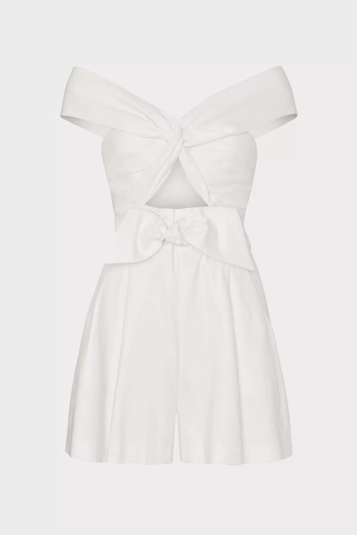 Day Dresses-MILLY Solid Linen Romper White