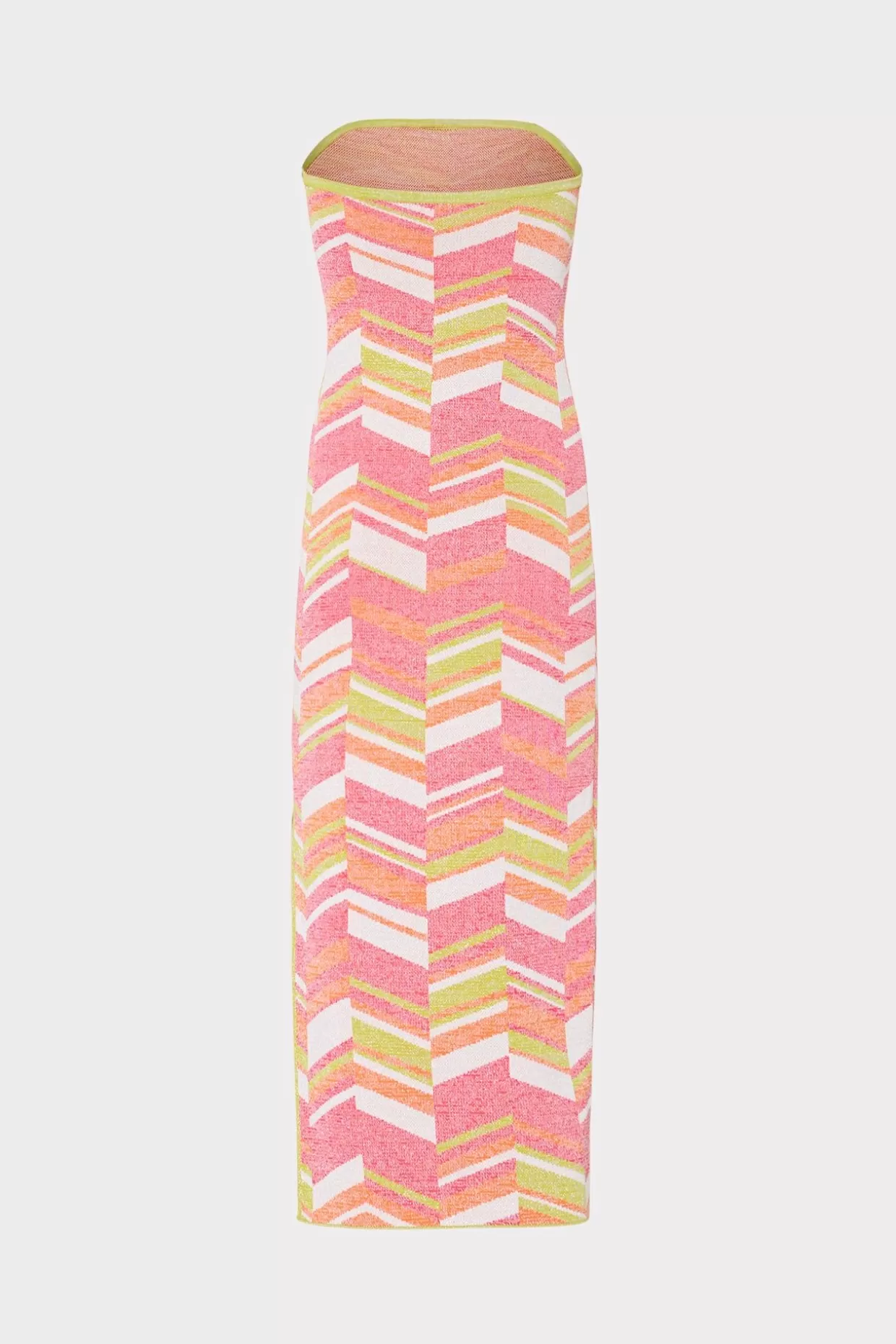 Cover-Ups-MILLY Strapless Multicolor Chevron Knit Dress Chartreuse Multi