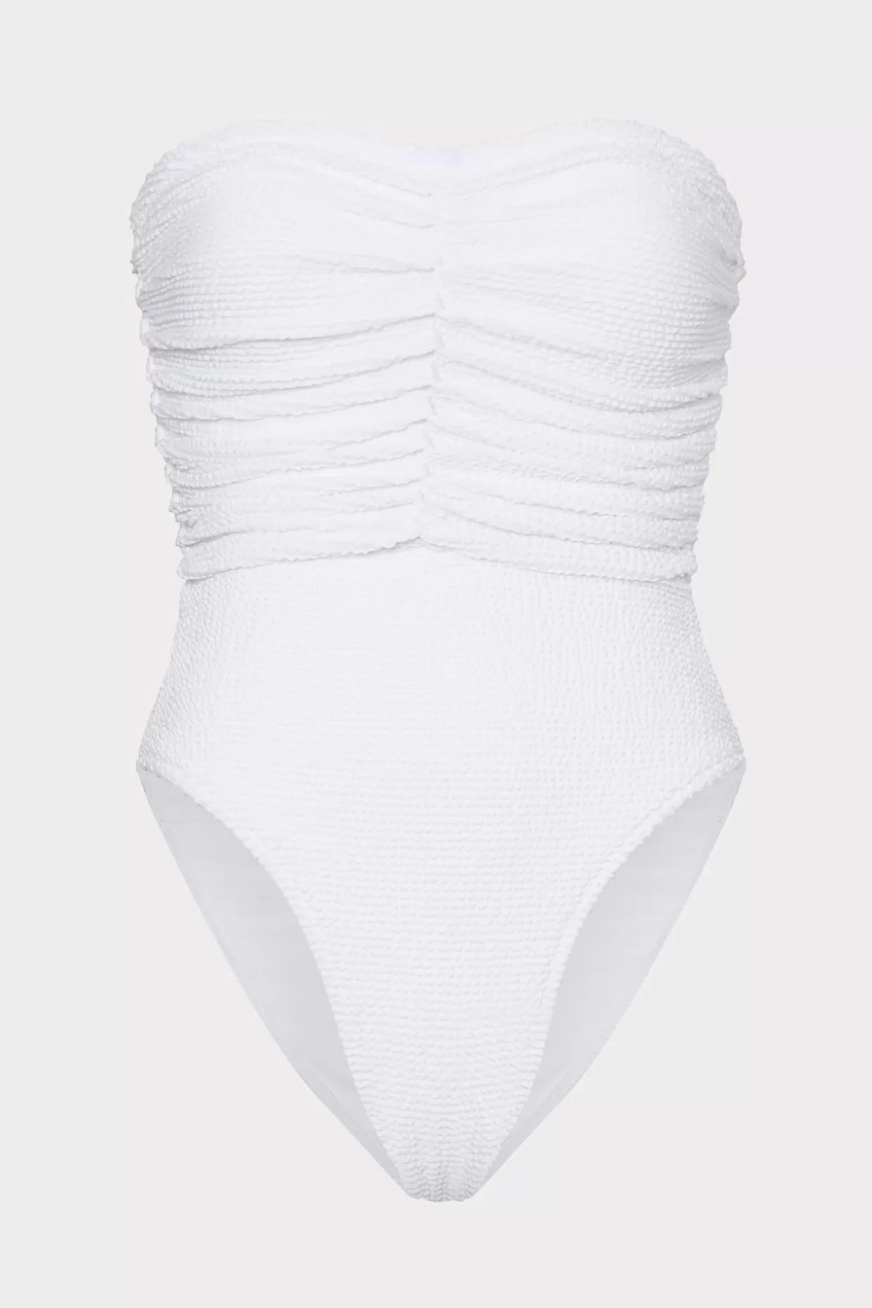 One Piece Swimsuits-MILLY Textured Ruched One Piece White