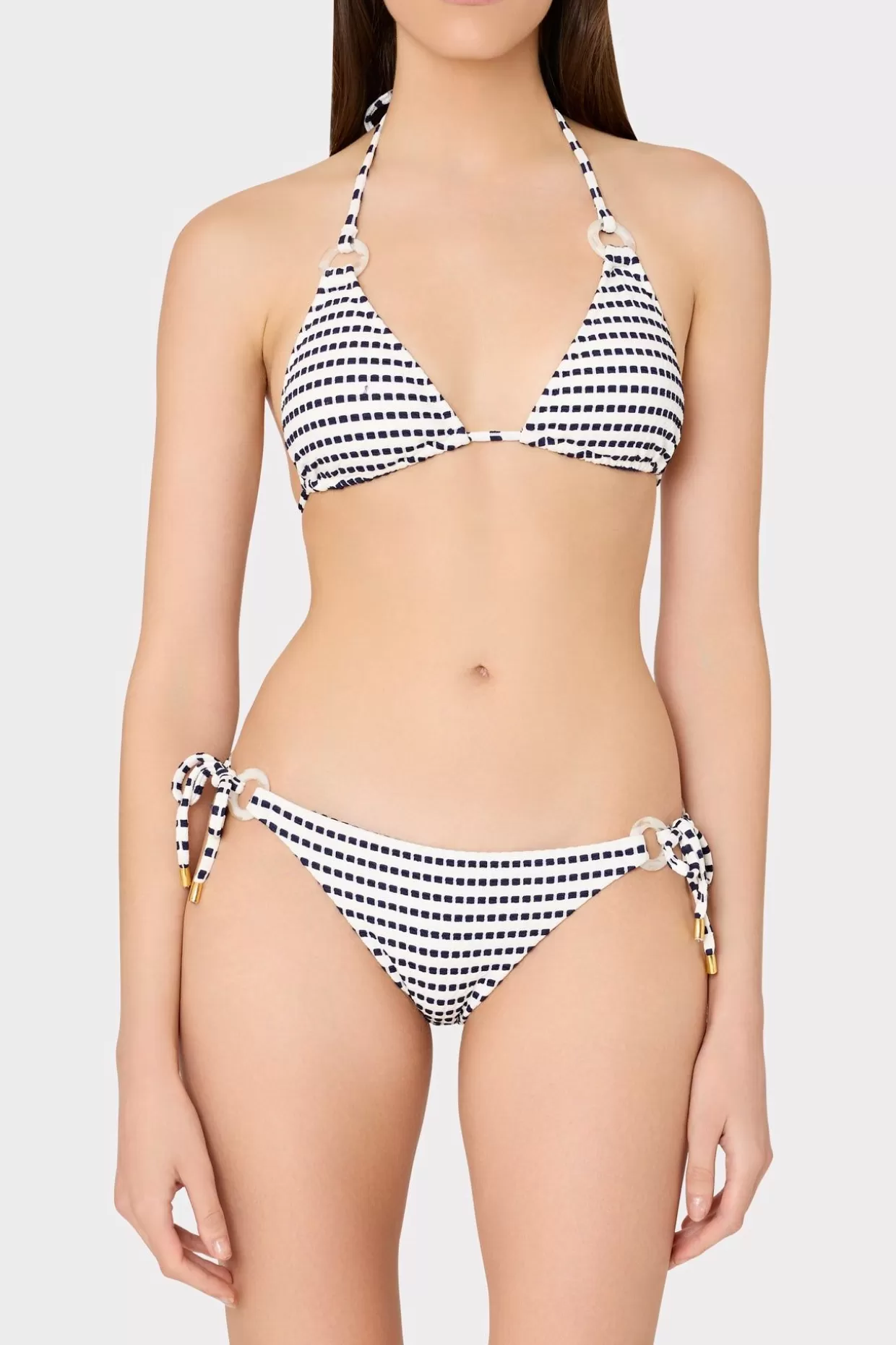 Bikinis-MILLY Textured Stripe Ring Bikini Bottom Navy