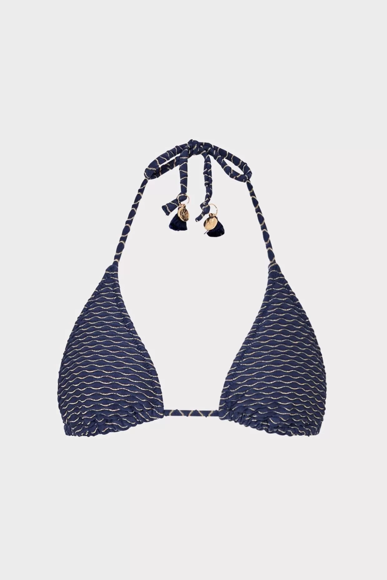 Bikinis-MILLY Textured Waves Triangle Bikini Top Navy