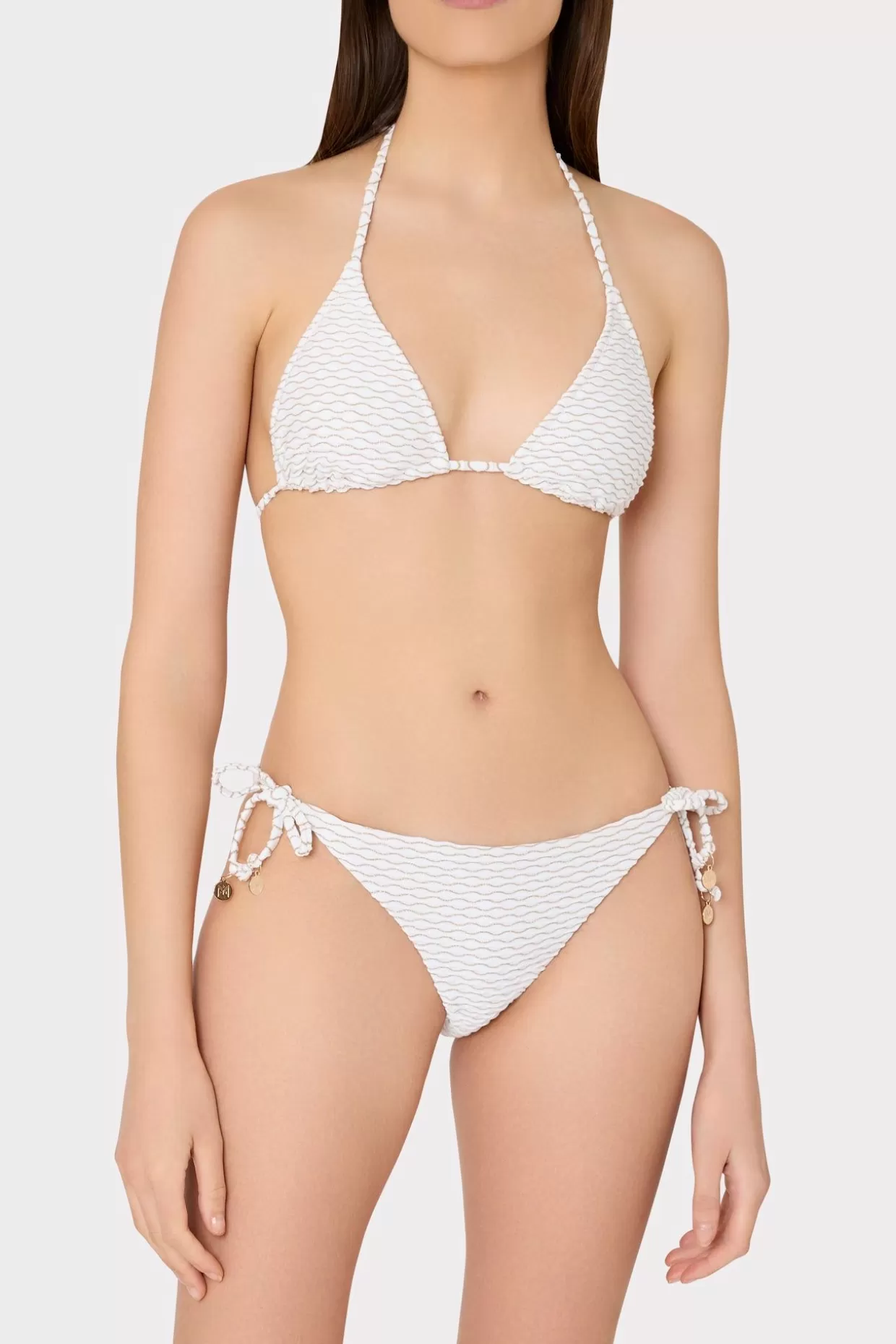 Bikinis-MILLY Textured Waves Triangle Bikini Top White