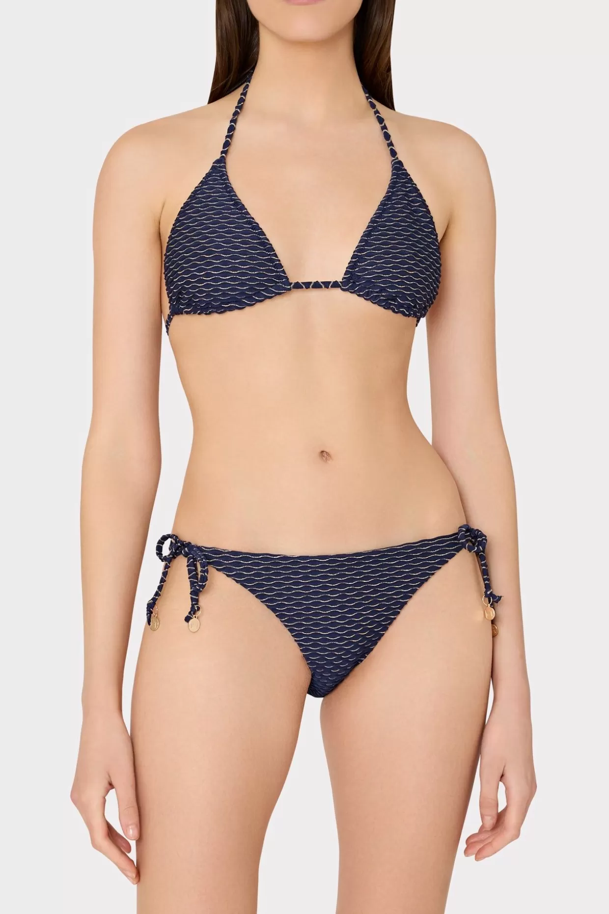 Bikinis-MILLY Textured Waves Triangle Bikini Top Navy