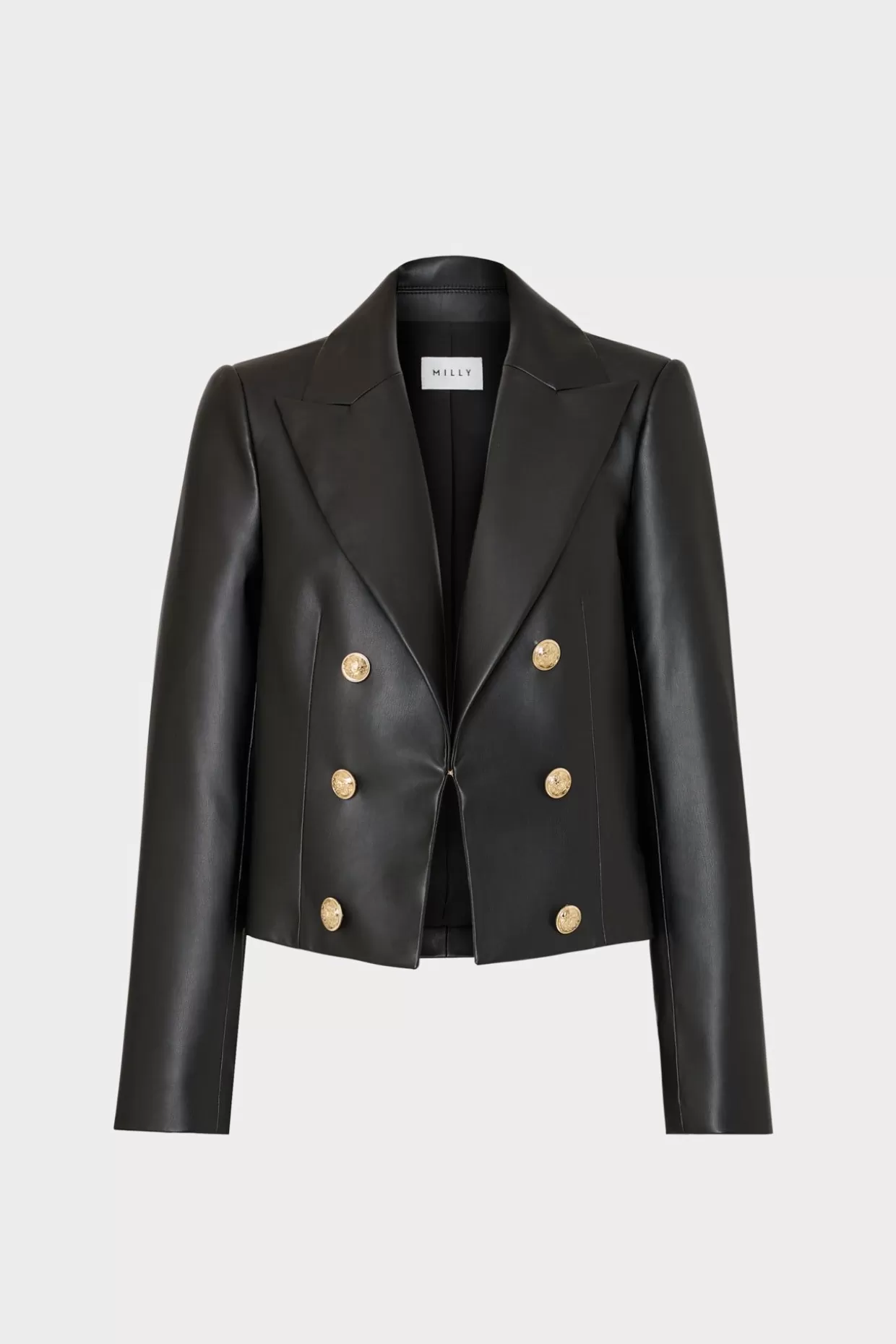 Matching Sets-MILLY Thompson Vegan Leather Blazer Black