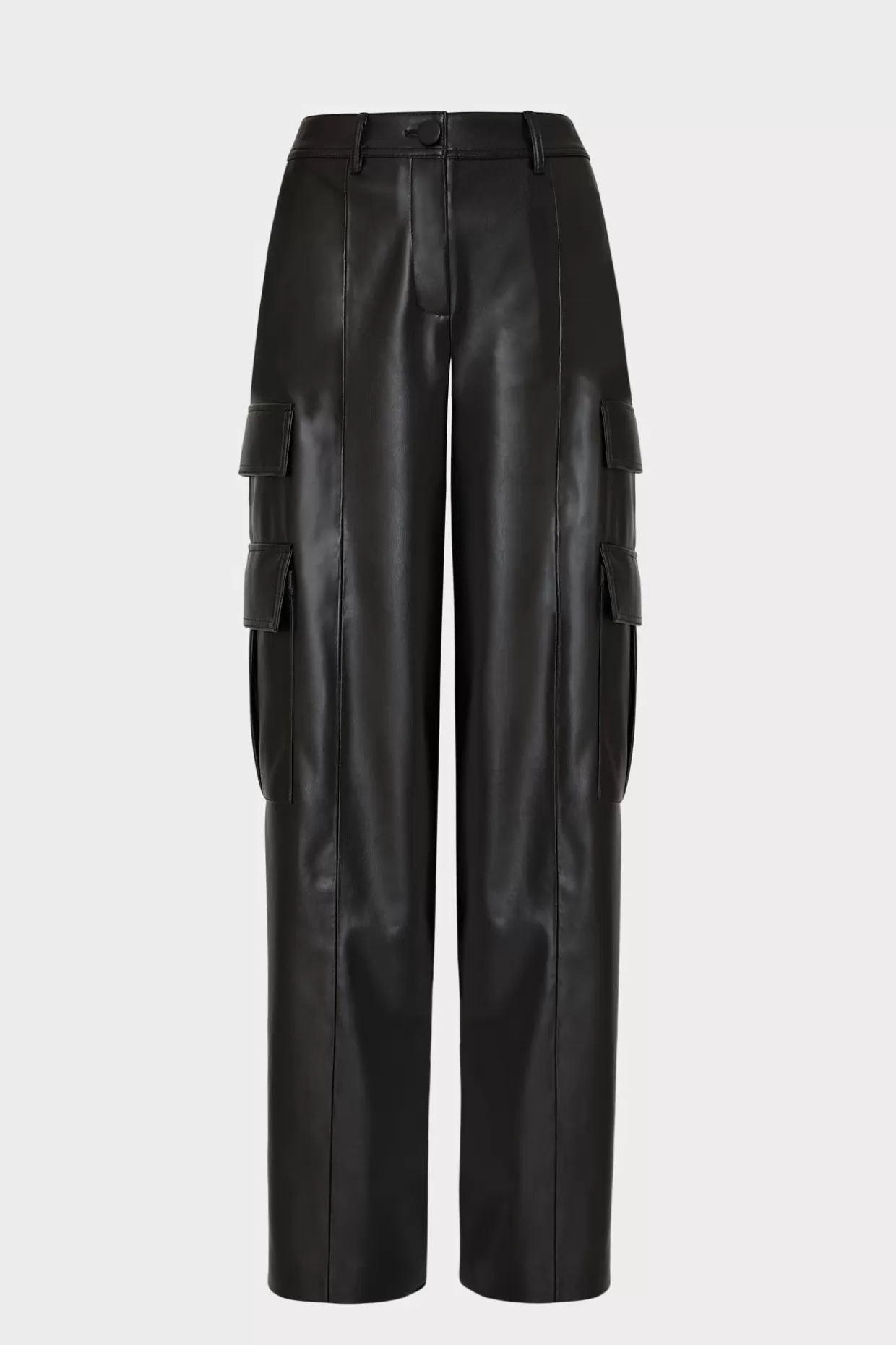Matching Sets-MILLY Tobias Vegan Leather Cargo Pants Black