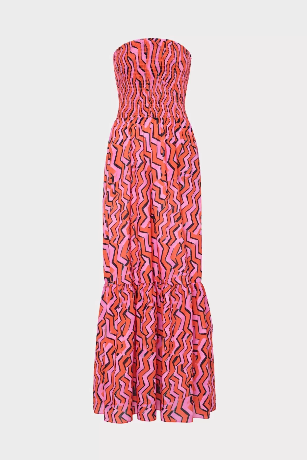 Jumpsuits & Rompers-MILLY Viona Painted Chevron Cotton Voile Dress Coral Multi